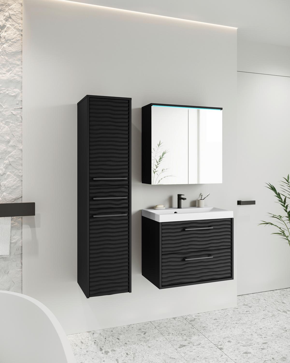 Kopalnica Toronto, Črna, 4-Delno - črna/bela, Trendi, kovina/leseni material (90cm) - P & B
