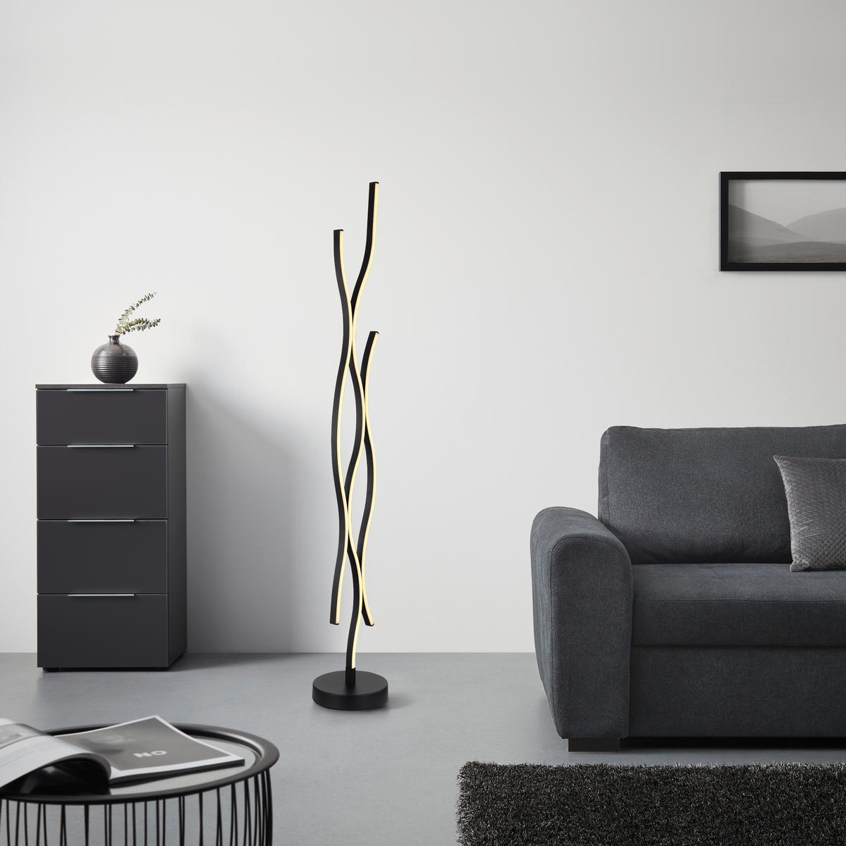 Lampadar cu LED RELO - opal/negru, Modern, plastic/metal (20/135cm) - Mömax