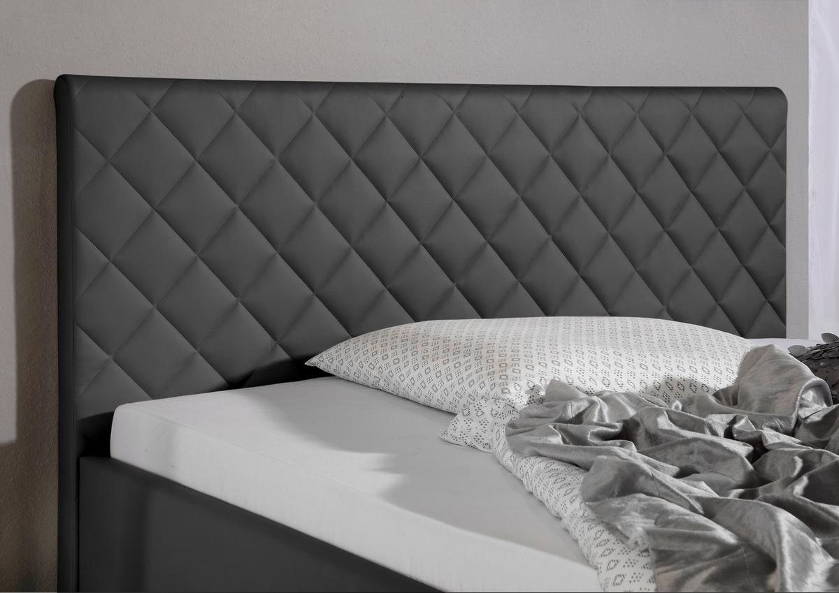 Polsterbett Baltimore Anthrazit ca. 100x200 cm - Anthrazit/Alufarben, MODERN, Textil/Metall (100/200cm) - Livetastic