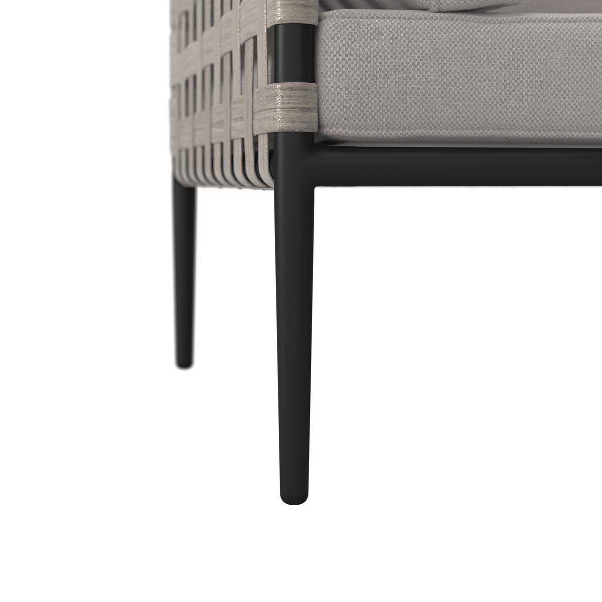 Loungegarnitur Enja Hellgrau Metall/Outdoorstoff +Abdeckung - Hellgrau/Schwarz, MODERN, Kunststoff/Textil (104/60/70cm) - Bessagi Garden