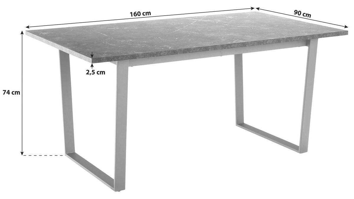 STÓŁ DO JADALNI AMBLE - czarny, Trend, materiał drewnopochodny/metal (160/90/74cm) - MID.YOU