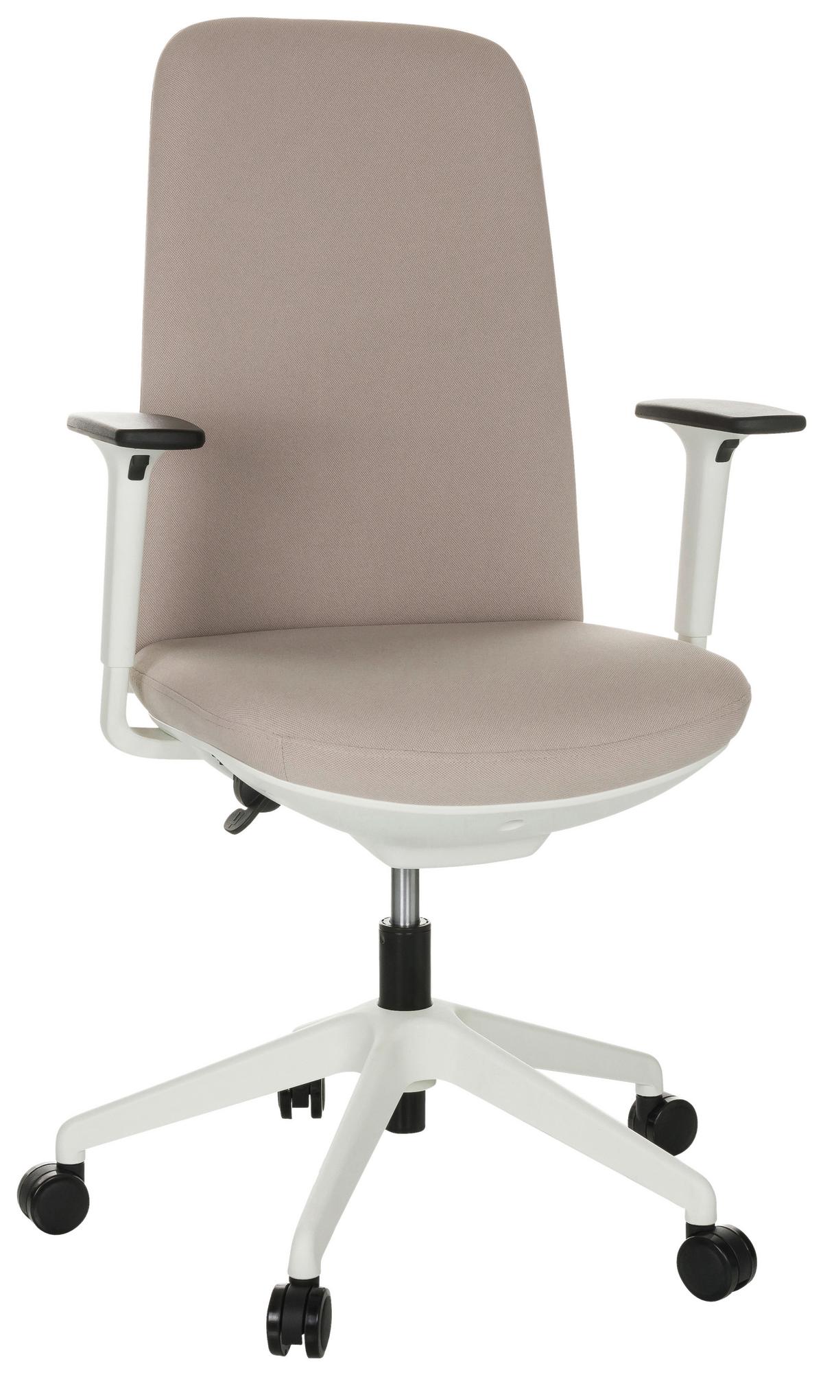 Pisarniški Stol Nestora, Bež - bela/bež, Basics, umetna masa/tekstil (70/103-113/70cm) - MID.YOU