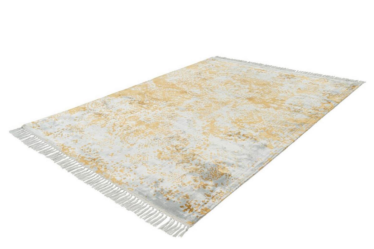 Flachwebeteppich Dolce Vita 325 Grau/gol 80x150 - Goldfarben/Grau, Basics, Textil (80/150cm) - Kayoom