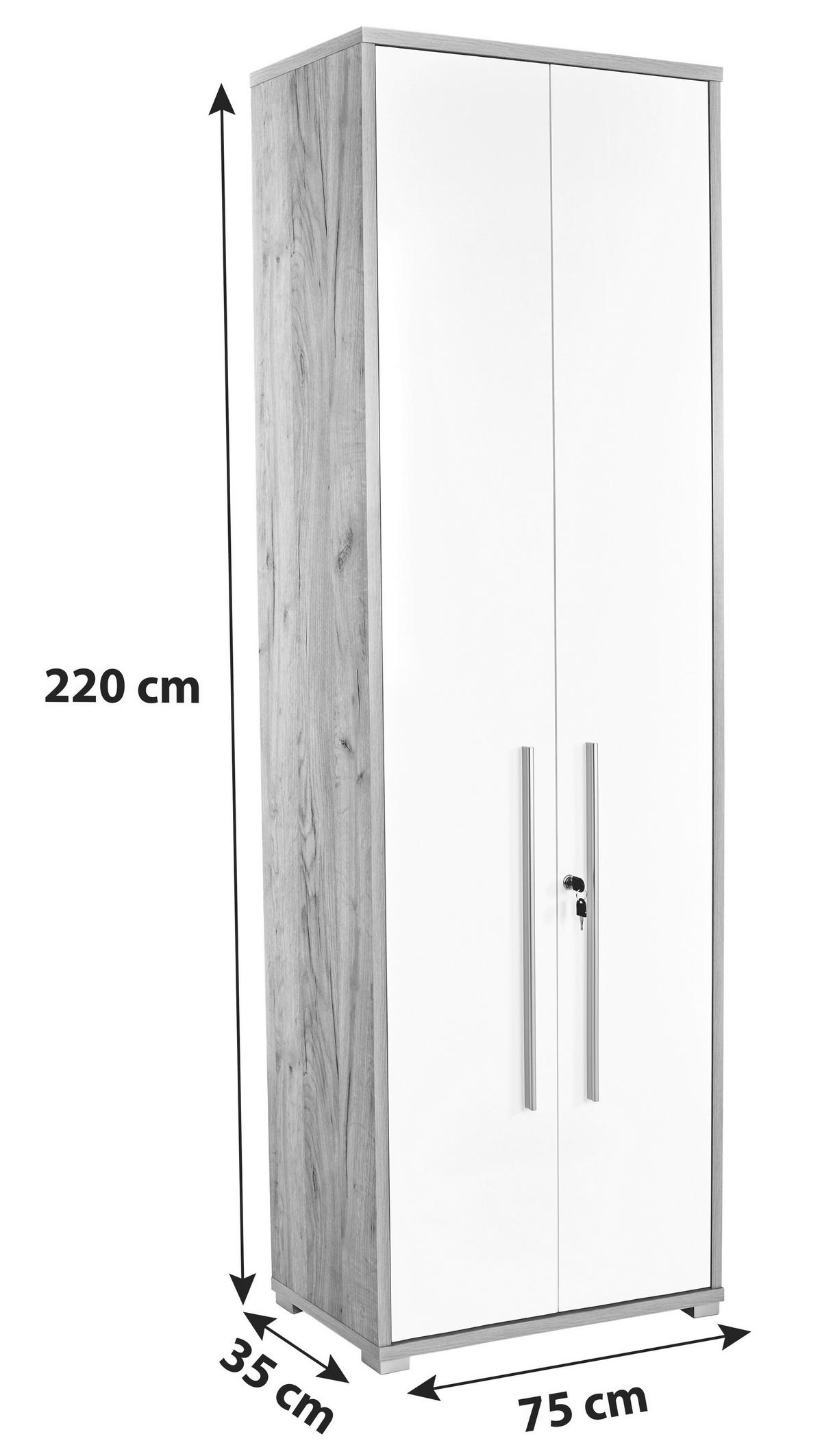 Aktaszekrény 2 Ajtós Profi - tölgyfa színű/fehér, Modern, faalapú anyag (75/220/35cm) - Ondega
