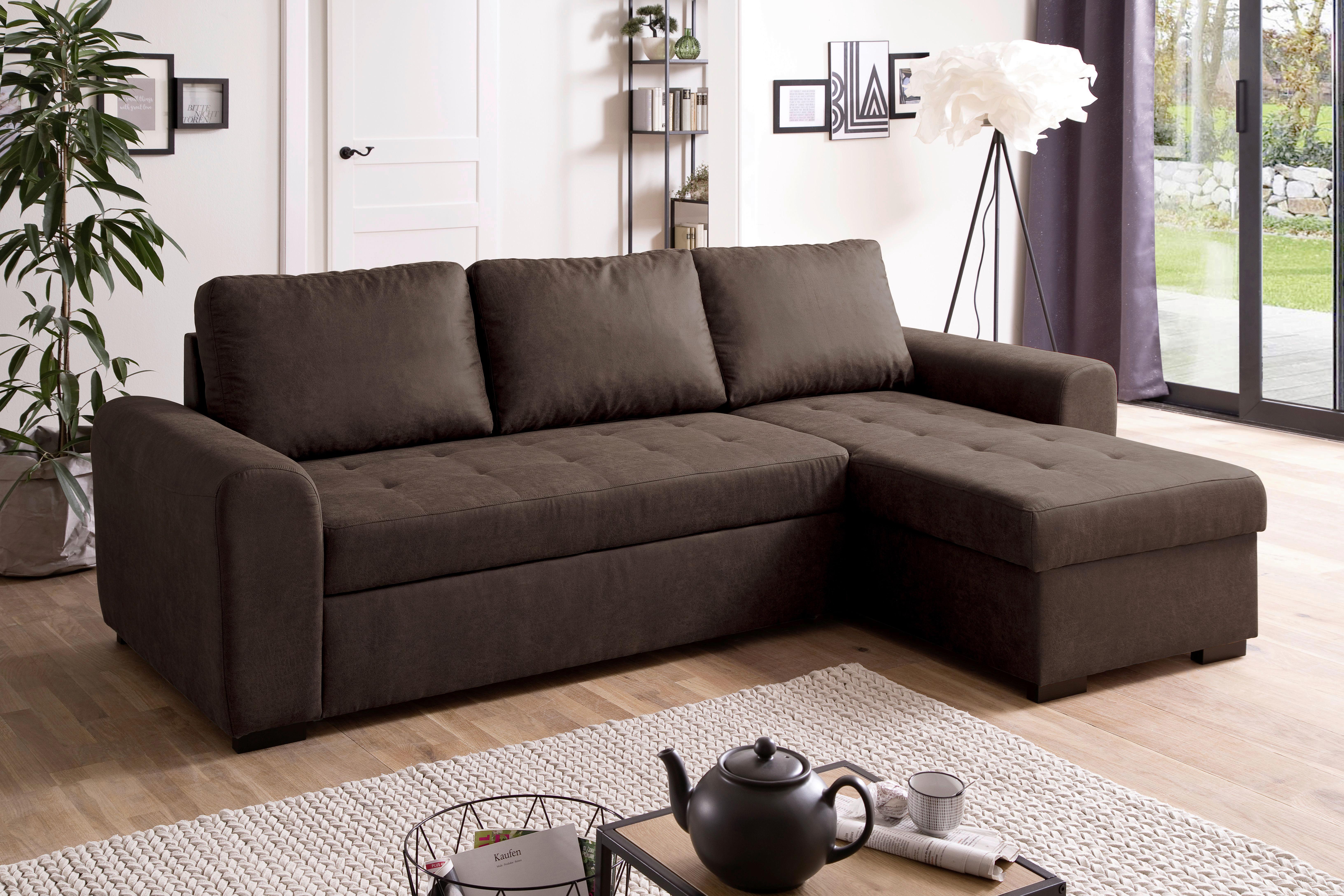 Ecksofa Poll Dunkelbraun - Dunkelbraun, MODERN, Textil (243/85/155cm) - Mömax