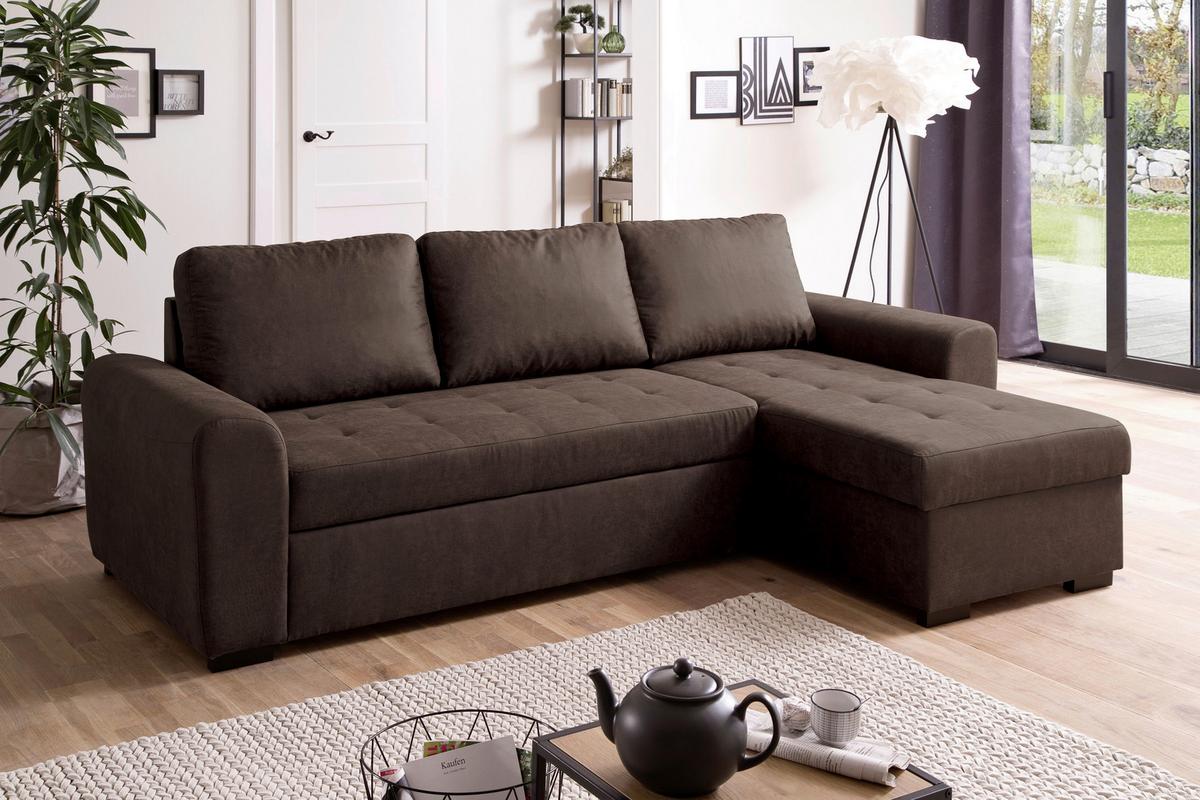 Ecksofa Poll Dunkelbraun - Dunkelbraun, MODERN, Textil (243/85/155cm) - Mömax