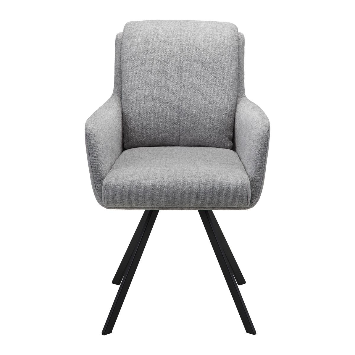 Armlehnstuhl Marie Grau Webstoff Drehbar Gepolstert - Schwarz/Grau, MODERN, Holz/Textil (60/95,5/65cm) - Bessagi Home