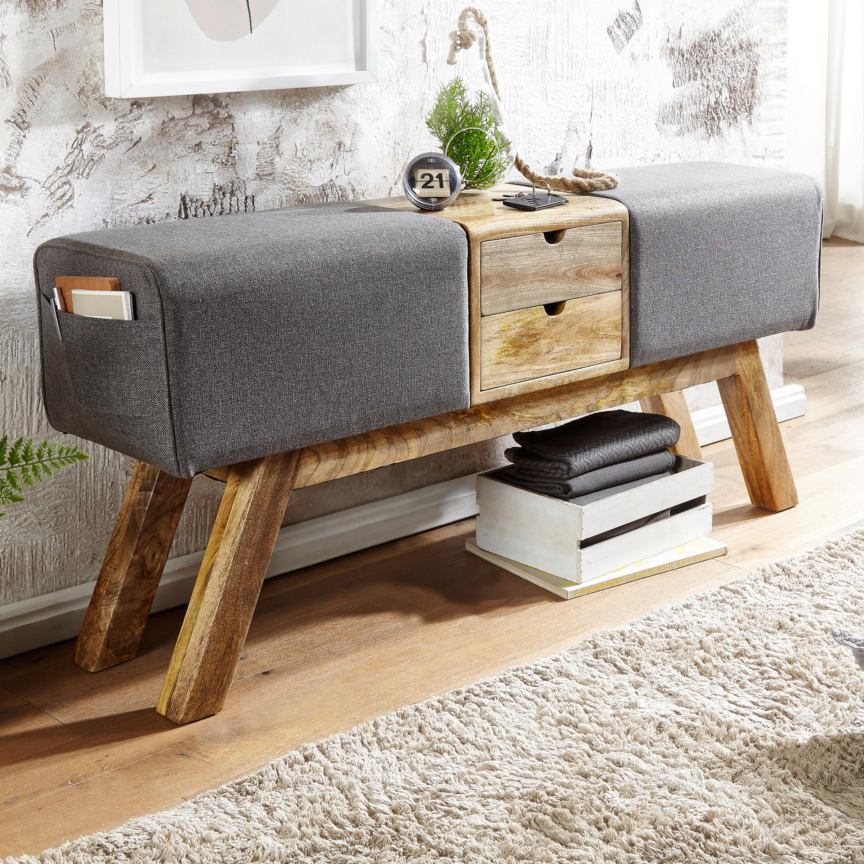 Klop Brez Naslona Wl6.480 - siva/rjava, Moderno, tekstil/les (120/56/30cm) - MID.YOU