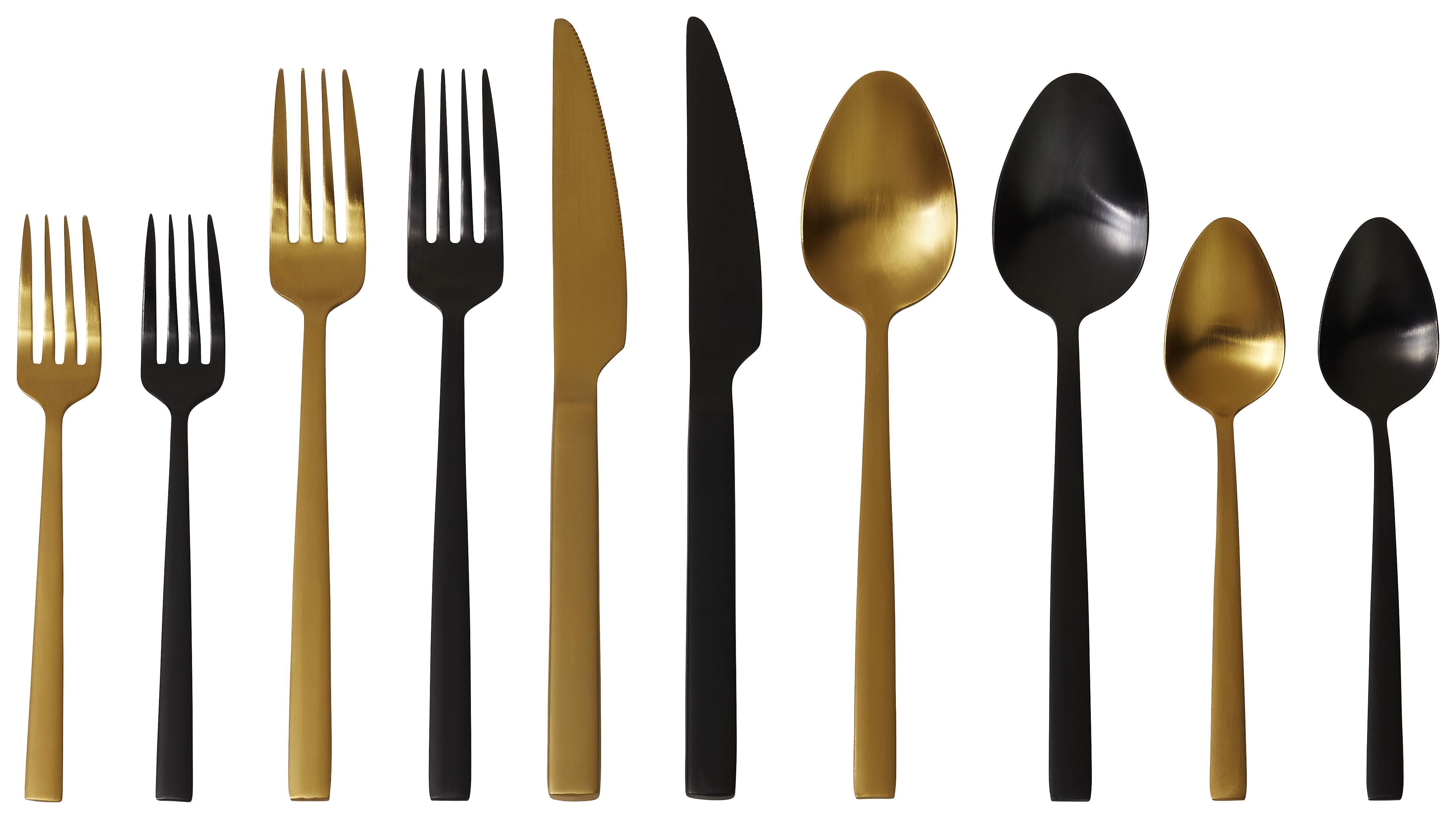 Besteckset Hybrid, 60-teilig - Goldfarben/Schwarz, LIFESTYLE, Metall - Premium Living