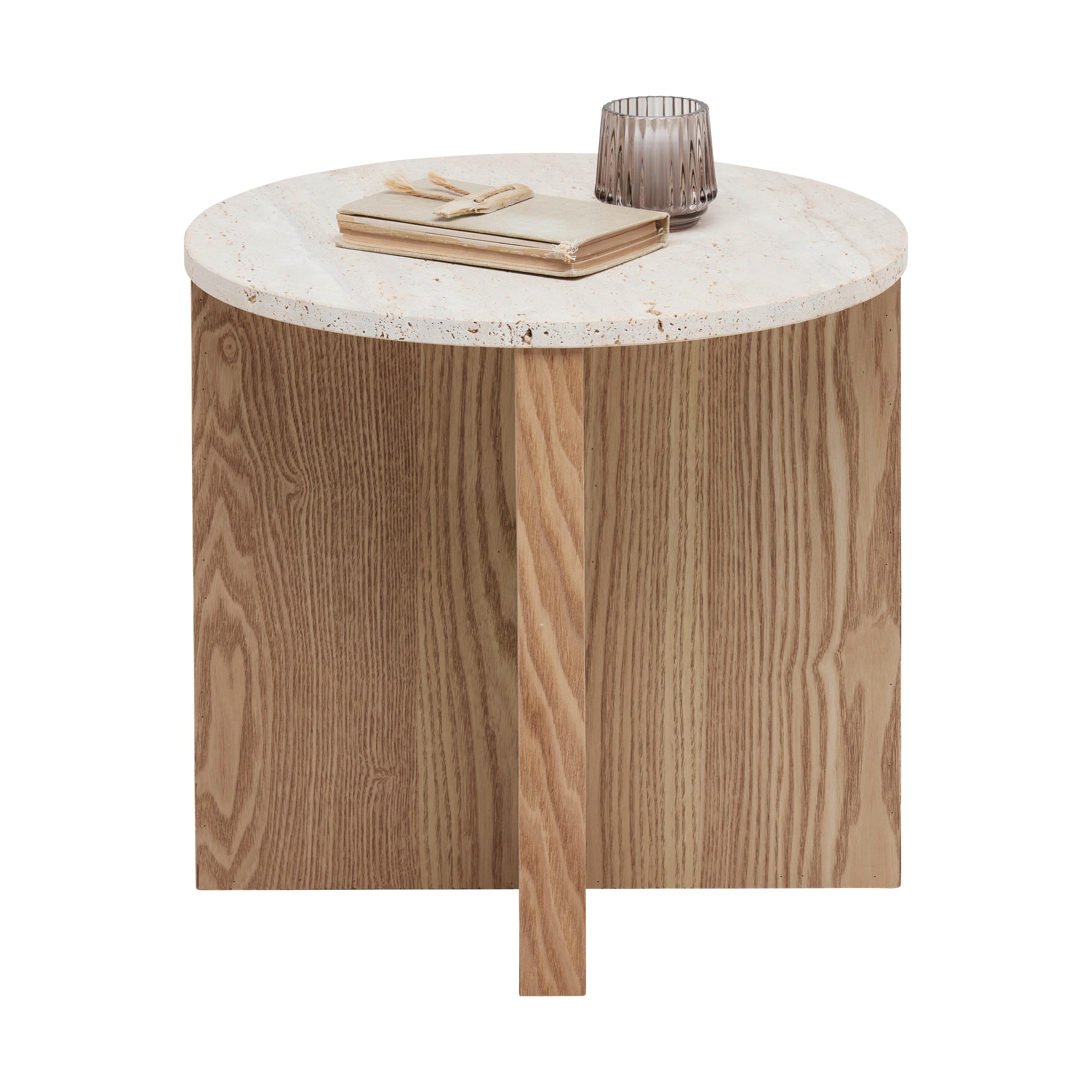 Beistelltisch Matera Naturstein Travertine - Naturfarben, MODERN, Holzwerkstoff/Stein (40/39cm) - Premium Living