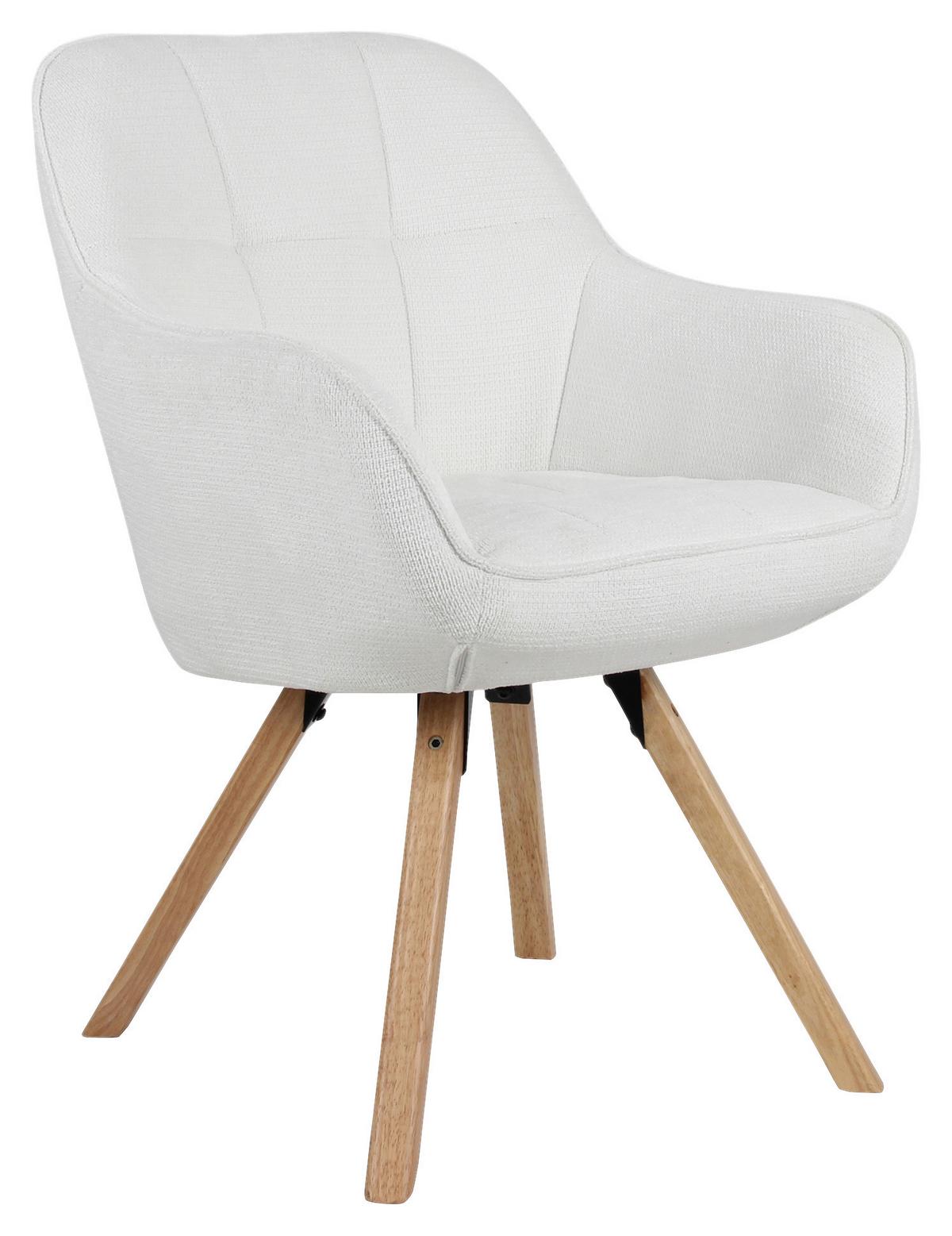 KRZESŁO Z PODŁOKIETNIKAMI COSIMA - kolor naturalny/biały, Design, metal/drewno (59/84/61cm) - Mömax