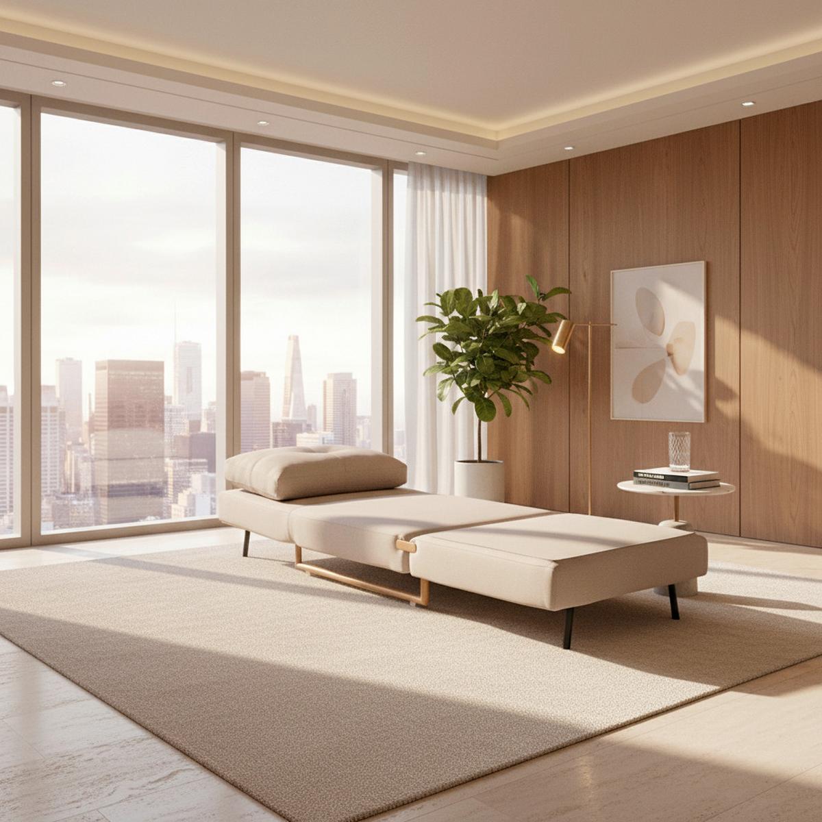 Schlafsessel Malic Beige Webstoff - Eichefarben/Beige, MODERN, Textil/Metall (80/84/90cm) - Bessagi Home