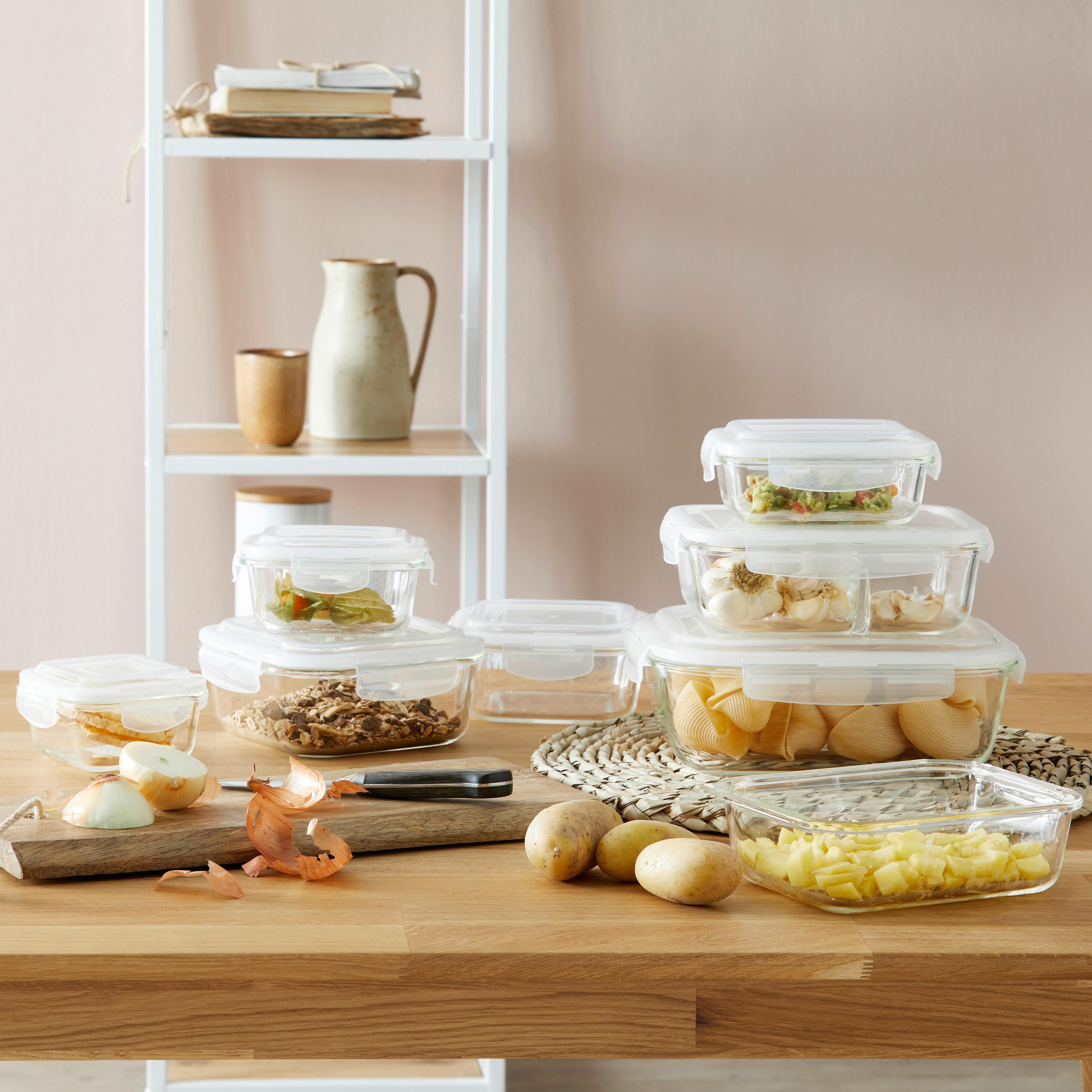 MATBEHÅLLARE FRESH - 0,85L - klar, glas/plast (20,6/15,8/7,5cm) - Mömax