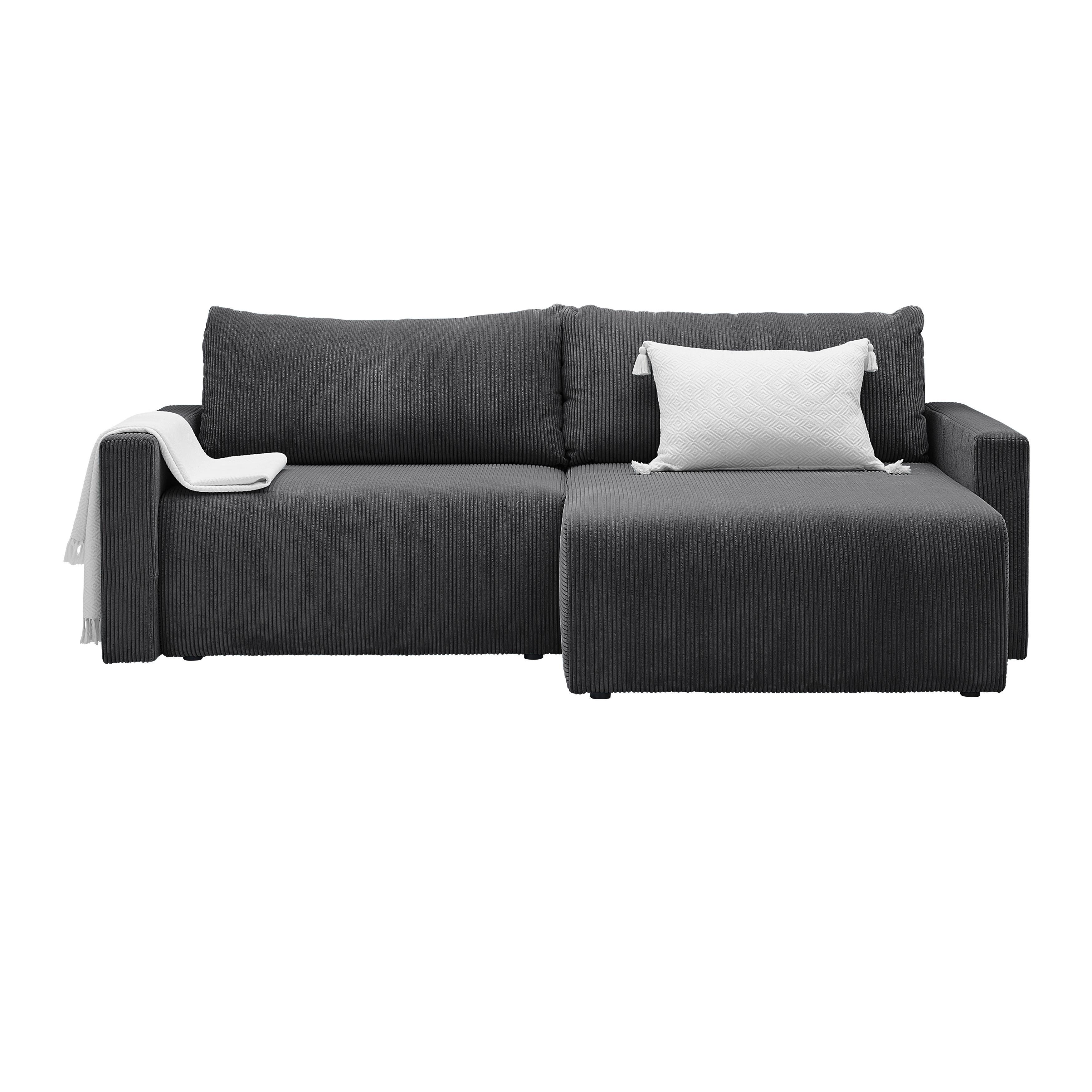 Ecksofa Dios Anthrazit - Anthrazit/Schwarz, MODERN, Holz/Kunststoff (228/91/146cm) - Based
