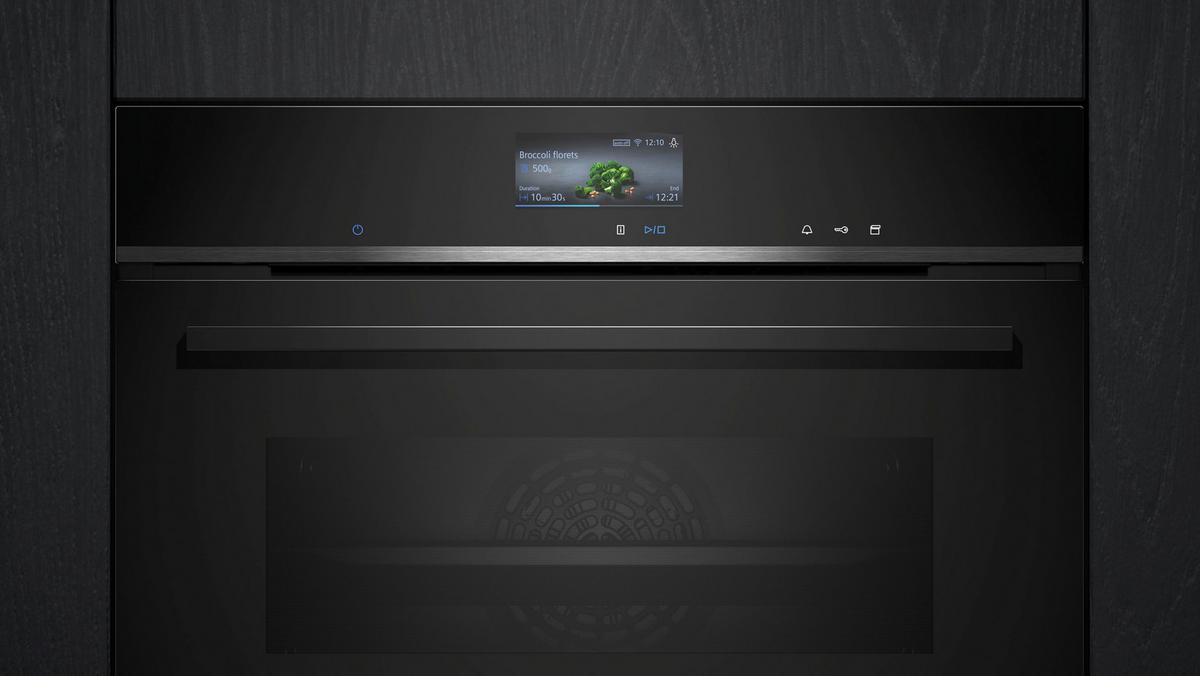 Dampfbackofen CS736G1B1 Schwarz/Edelstahlfarben - Edelstahlfarben/Schwarz, MODERN, Glas/Metall (59,4/54,5/54,8cm) - Siemens