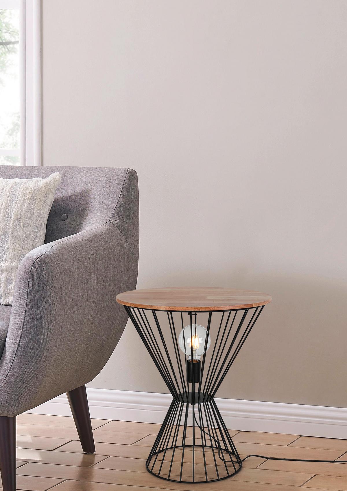 Veioză Table - culoare lemn stejar/negru, Modern, plastic/lemn (45/54cm) - Mömax