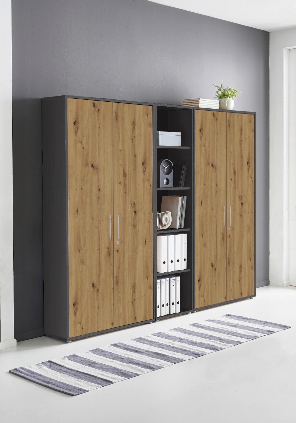 AKTENSCHRANK OFFICE EDITION - SW SET 10 - Anthrazit/Eiche Artisan, MODERN, Holzwerkstoff (212,9/185,6/33cm) - MID.YOU