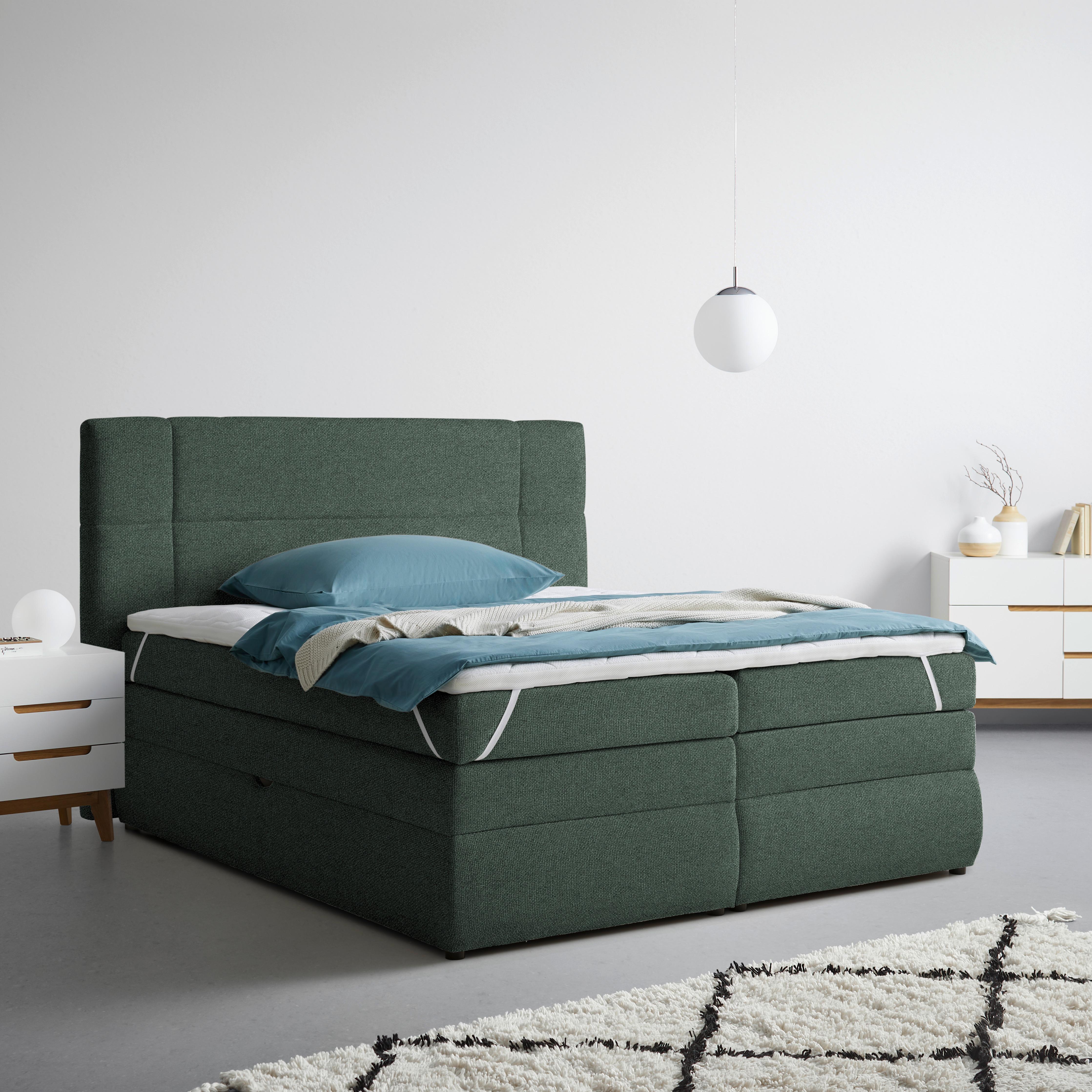 Boxspringbett Palace Dunkelgrün ca. 160x200cm - Dunkelgrün, KONVENTIONELL, Kunststoff/Textil (160/200cm) - Premium Living