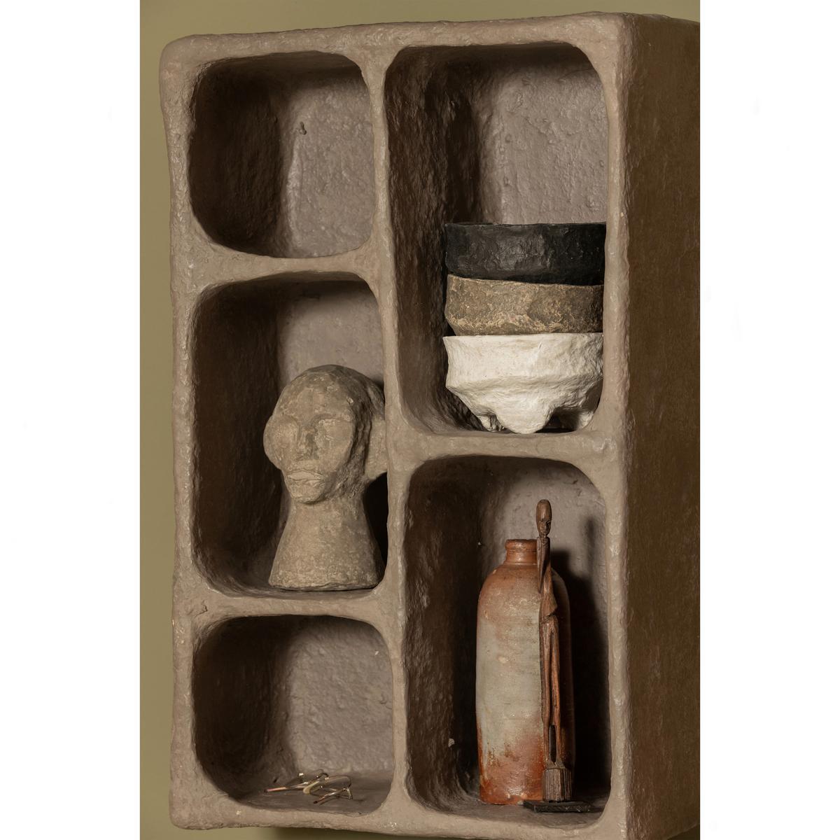 Wandregal Clay Grau - Grau, Design, Papier (45/70/23cm) - Livetastic