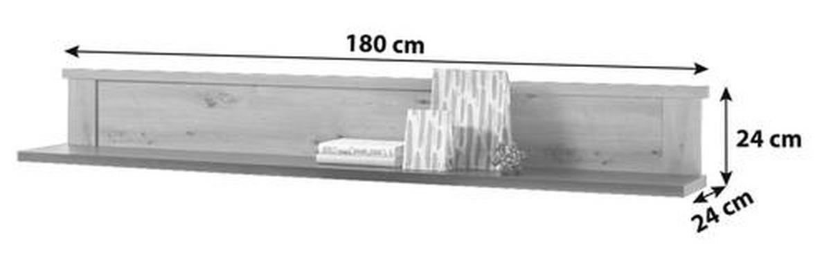 Kotna Polica Morel - črna/barve hrasta, Romantika, leseni material (180/24/24cm) - Mömax