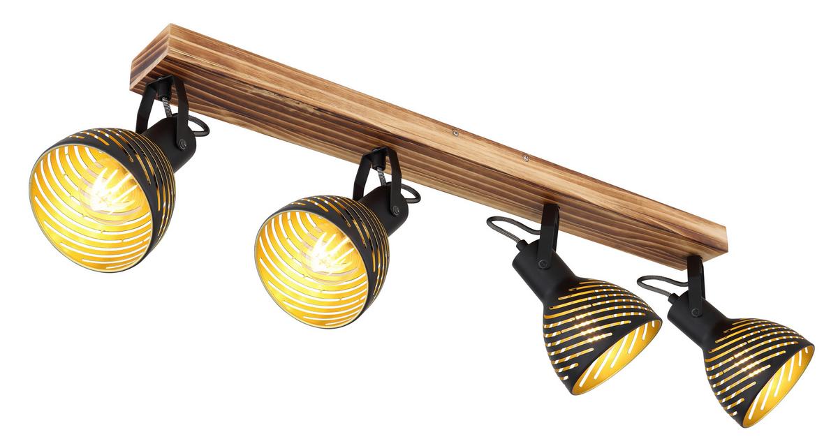 Strahler Lenna max. 40 Watt - Dunkelbraun/Goldfarben, Basics, Holz/Metall (80/12,5/25cm) - Globo