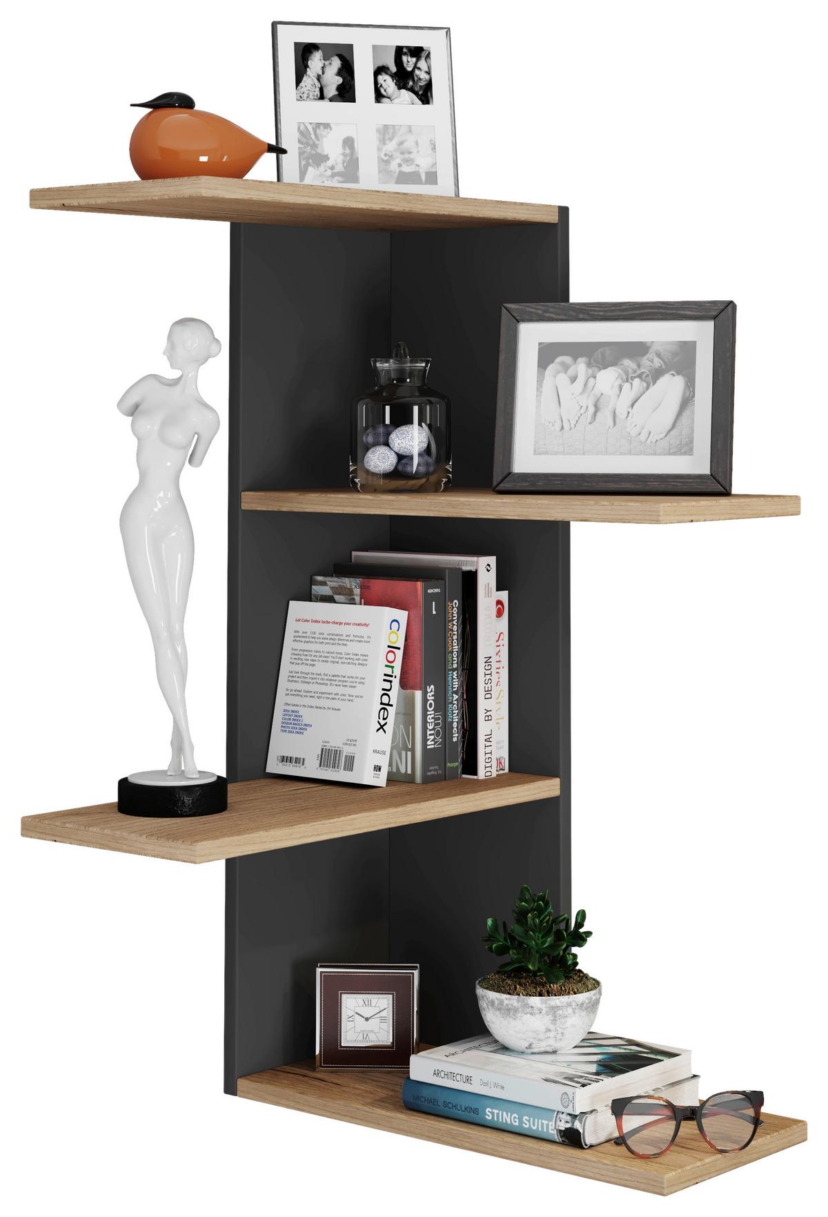 ECKREGAL BALOS - Honigeiche/Schwarz, Lifestyle, Holzwerkstoff (45/77/45cm) - MID.YOU