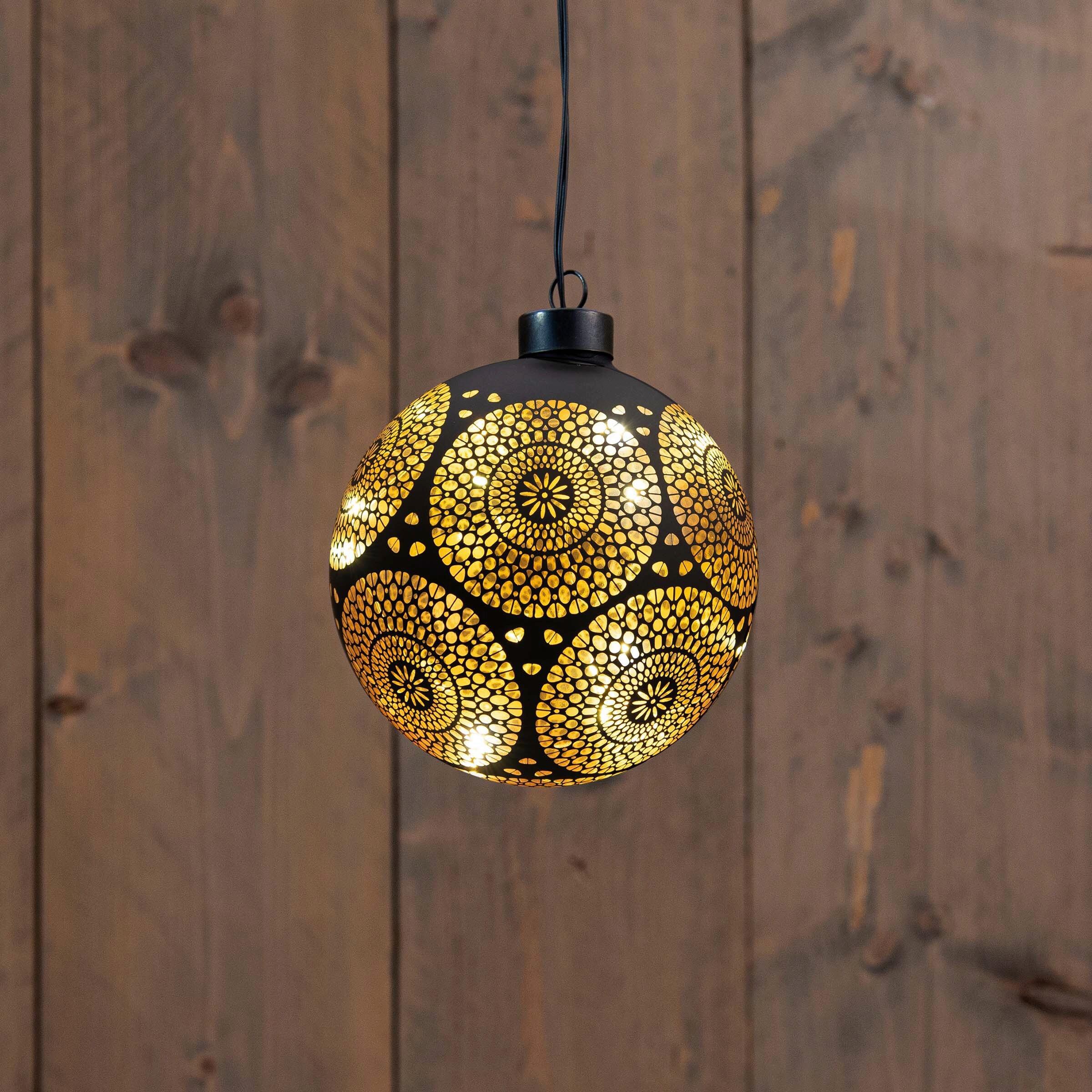 DEKORACJA ŚWIETLNA LED 229893 / BLACK FOREST - czarny/kolor złoty, Basics, szkło (12cm)