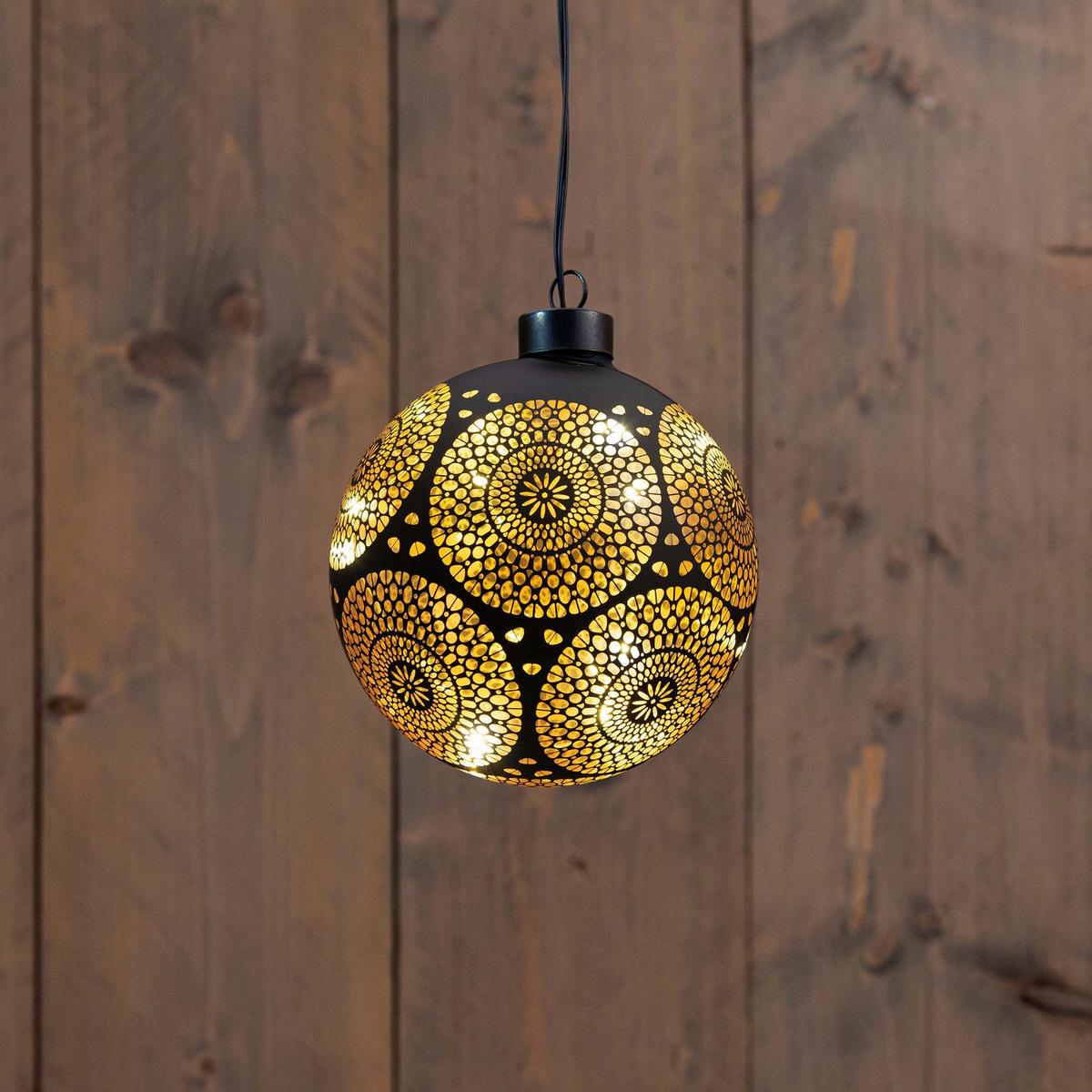 DEKORACJA ŚWIETLNA LED 229893 / BLACK FOREST - czarny/kolor złoty, Basics, szkło (12cm)