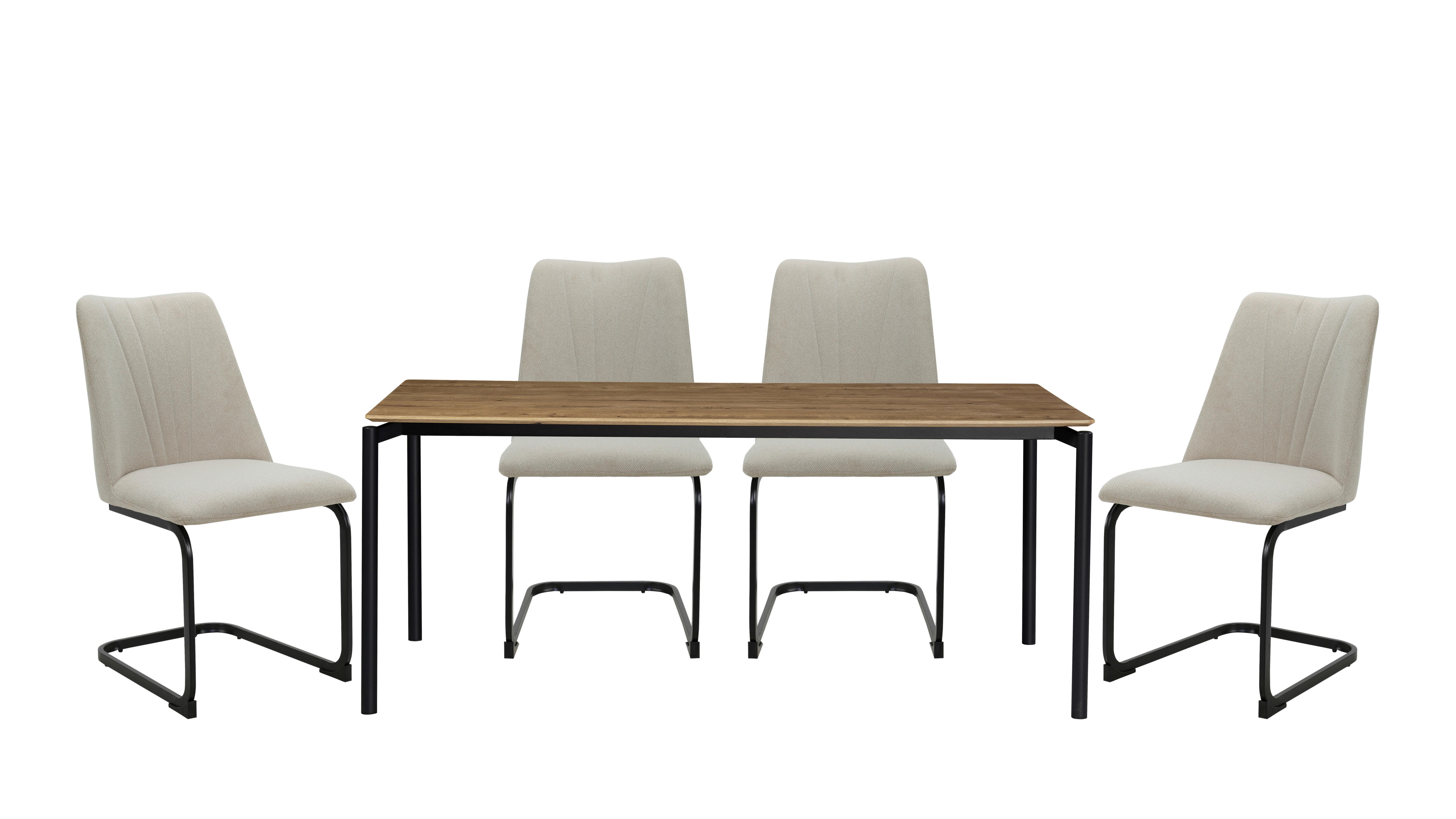MATBORD LIDO - svart/ekfärgad, Modern, metall/trämaterial (180/76/90cm) - Mömax