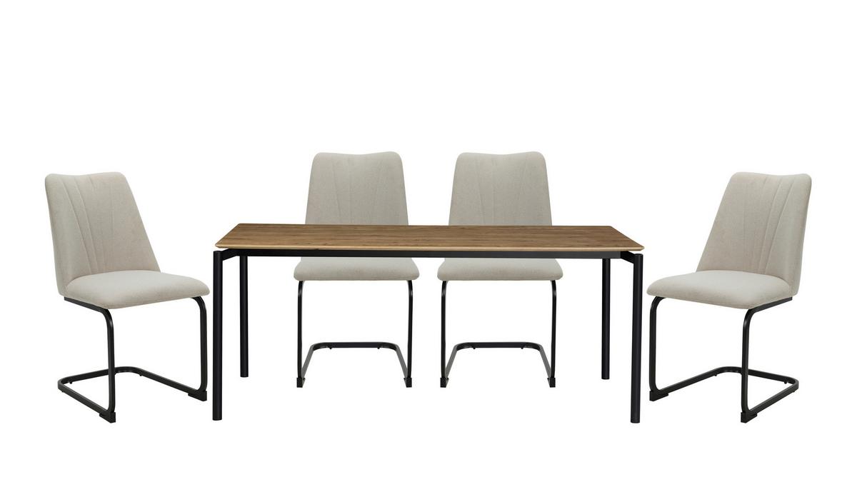 Étkezőasztal Lido - tölgyfa színű/fekete, Modern, faalapú anyag/fém (180/90/76cm) - Mömax