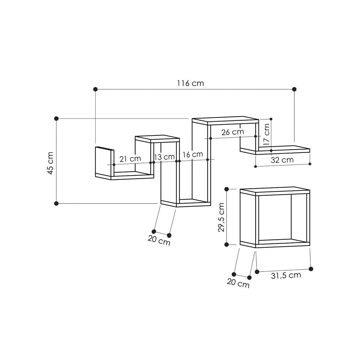 WANDBOARD FOLLOW REGAL - Eichefarben, Design, Holzwerkstoff (116/45/20cm) - Livetastic