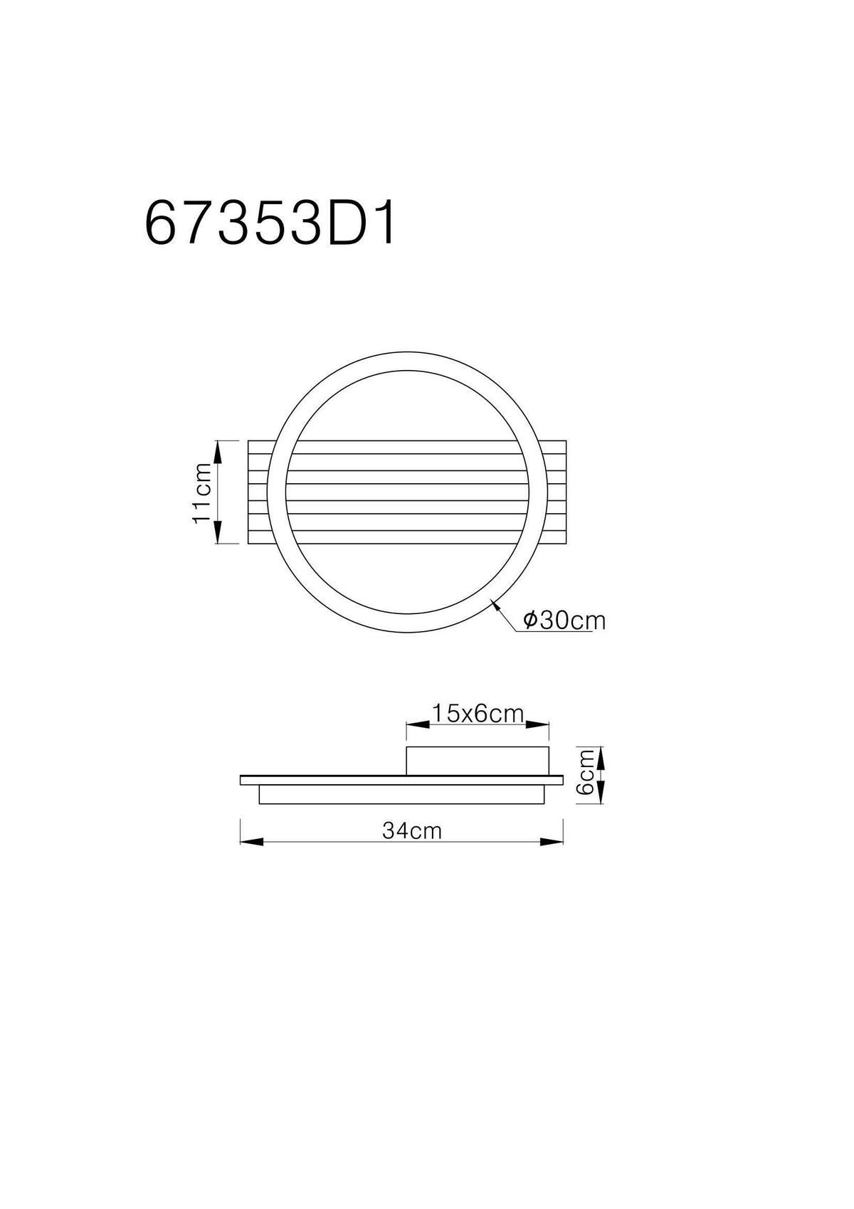LED-DECKENLEUCHTE 67353D1 TISHA - Weiss/Dunkelbraun, Natur, Holzwerkstoff/Kunststoff (34/30/6cm) - Globo