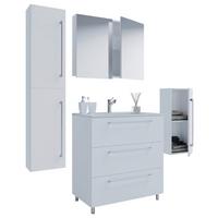 Kopalnica Schubo, Bela - bela/barve aluminija, Moderno, kovina/leseni material (126cm) - MID.YOU