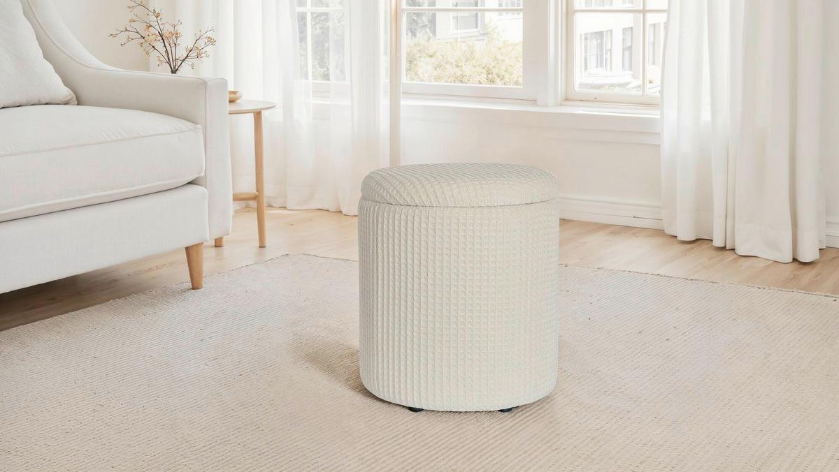 HOCKER SITZHOCKER BAUMWOLLE - Creme, Design, Textil (40/45/40cm) - MID.YOU