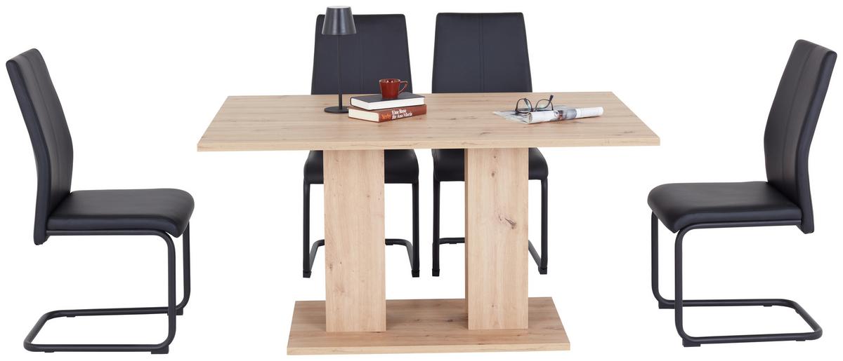Masă ARON 138 - stejar Artisan/negru, Konventionell, material pe bază de lemn (138/74/90cm)