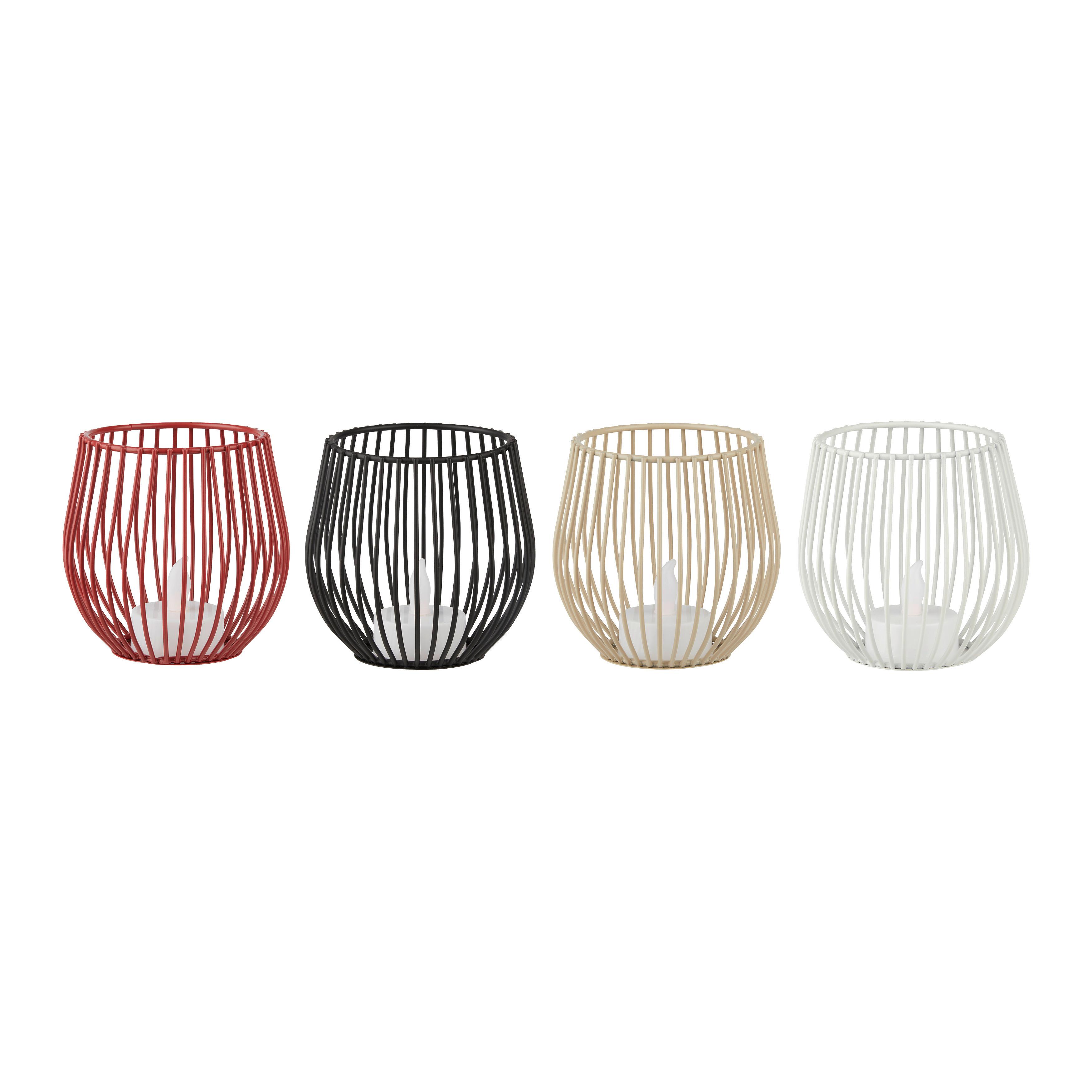 LED-Windlicht Lilli diverse Farben - Beige/Rot, KONVENTIONELL, Kunststoff/Metall (9/9cm) - Mömax