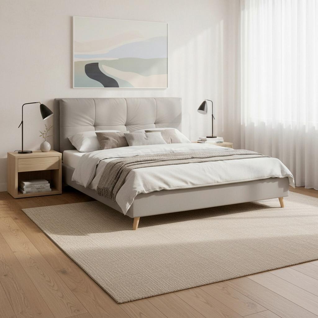 Pat tapițat Camilla cca 180X200 cm gri deschis - gri deschis, Modern, lemn/metal (180/200cm) - Bessagi Home