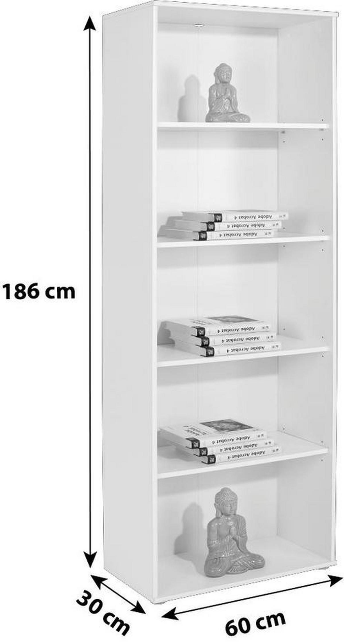 Etajeră Josef 6 - alb, Modern, material pe bază de lemn (60/185,6/30cm) - Modern Living