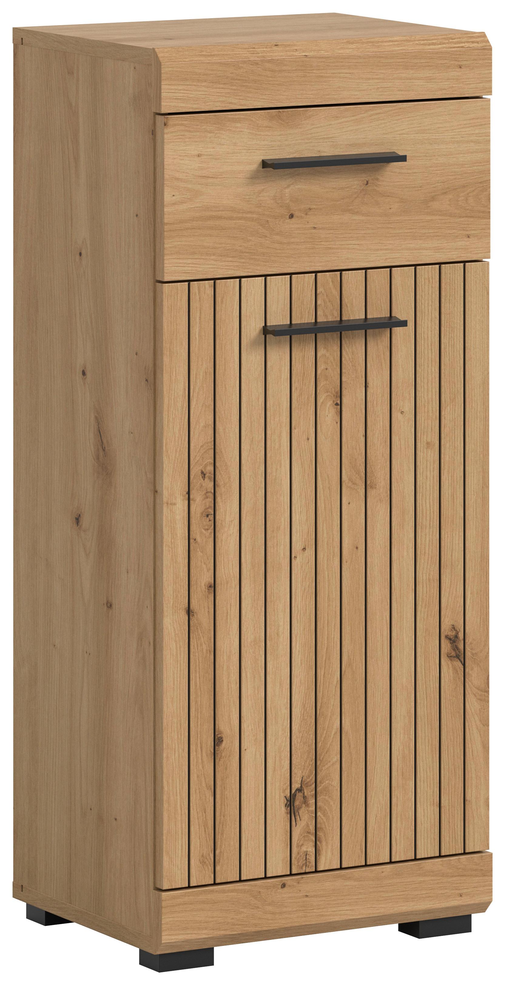 Midischrank Scout Eiche Artisan - Schwarz/Eiche Artisan, Trend, Holzwerkstoff/Kunststoff (37/88/31cm) - MID.YOU