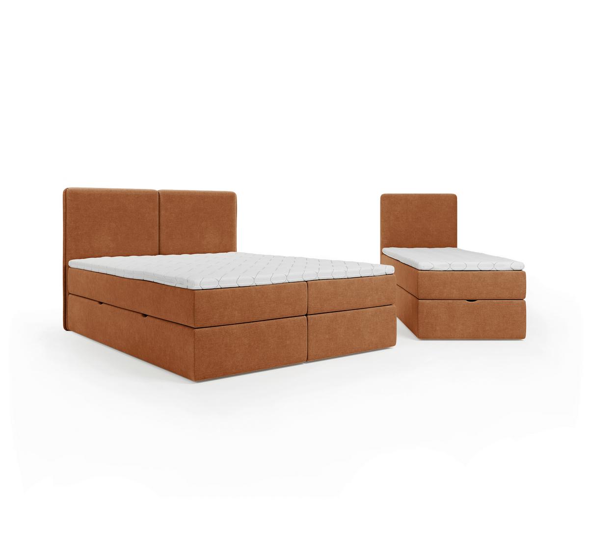Familienbett Domino Combo Terracotta ca.270x200cm - Terracotta/Schwarz, MODERN, Holz/Holzwerkstoff (270/200cm) - MID.YOU