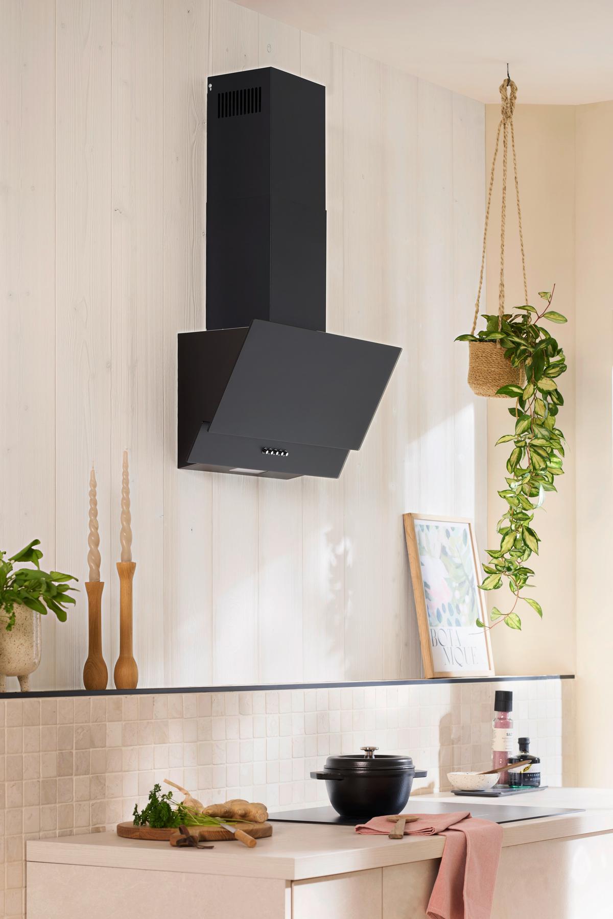 Dunstabzugshaube Respekta Sasha CH35060MS-19 Schwarz - Schwarz, Trend, Glas/Metall (60/59,5-87,5/26,3cm) - Respekta