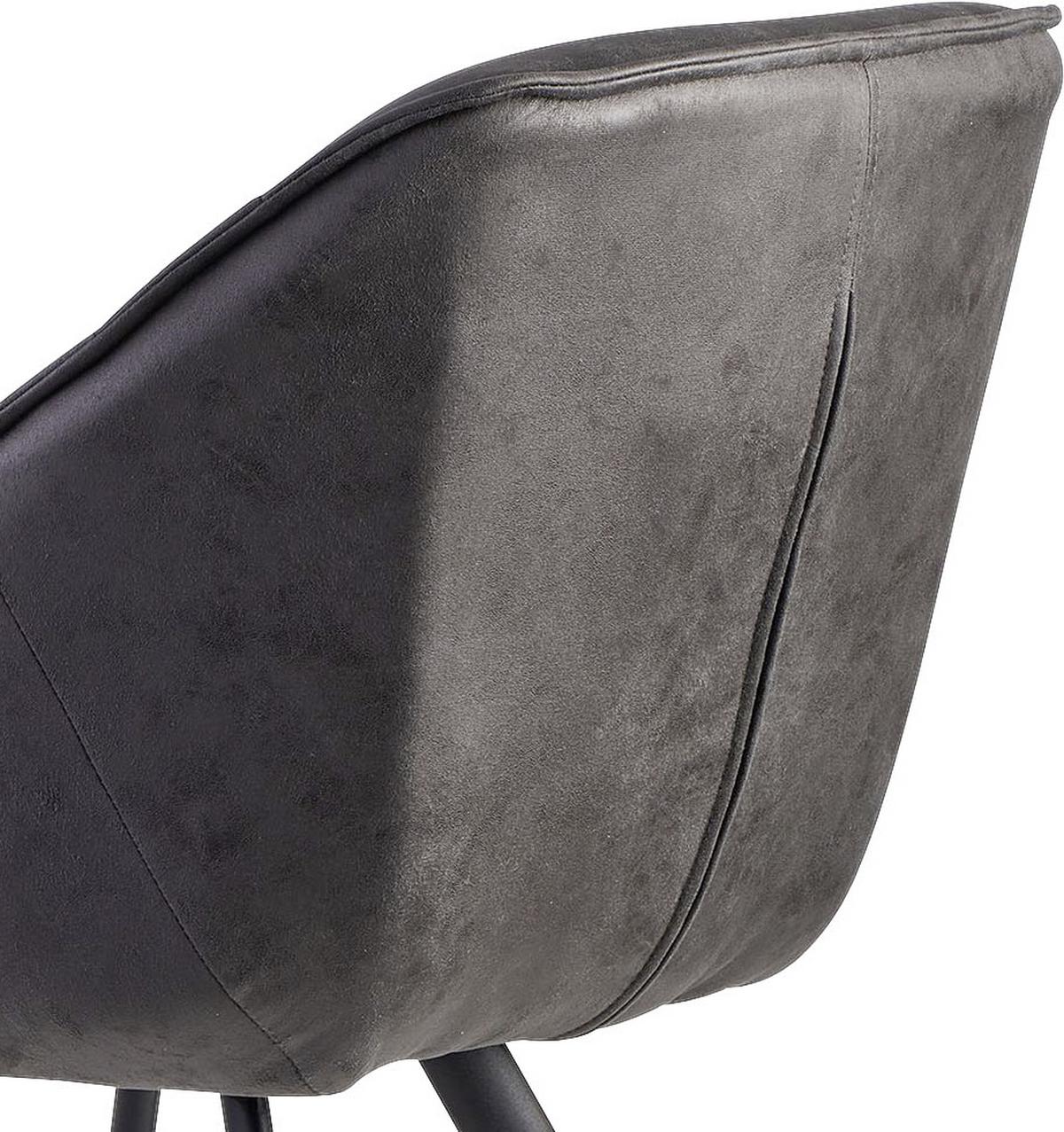 ARMLEHNSTUHL WOHNLING - Schwarz/Grau, Modern, Textil/Metall (60/85/64cm) - MID.YOU