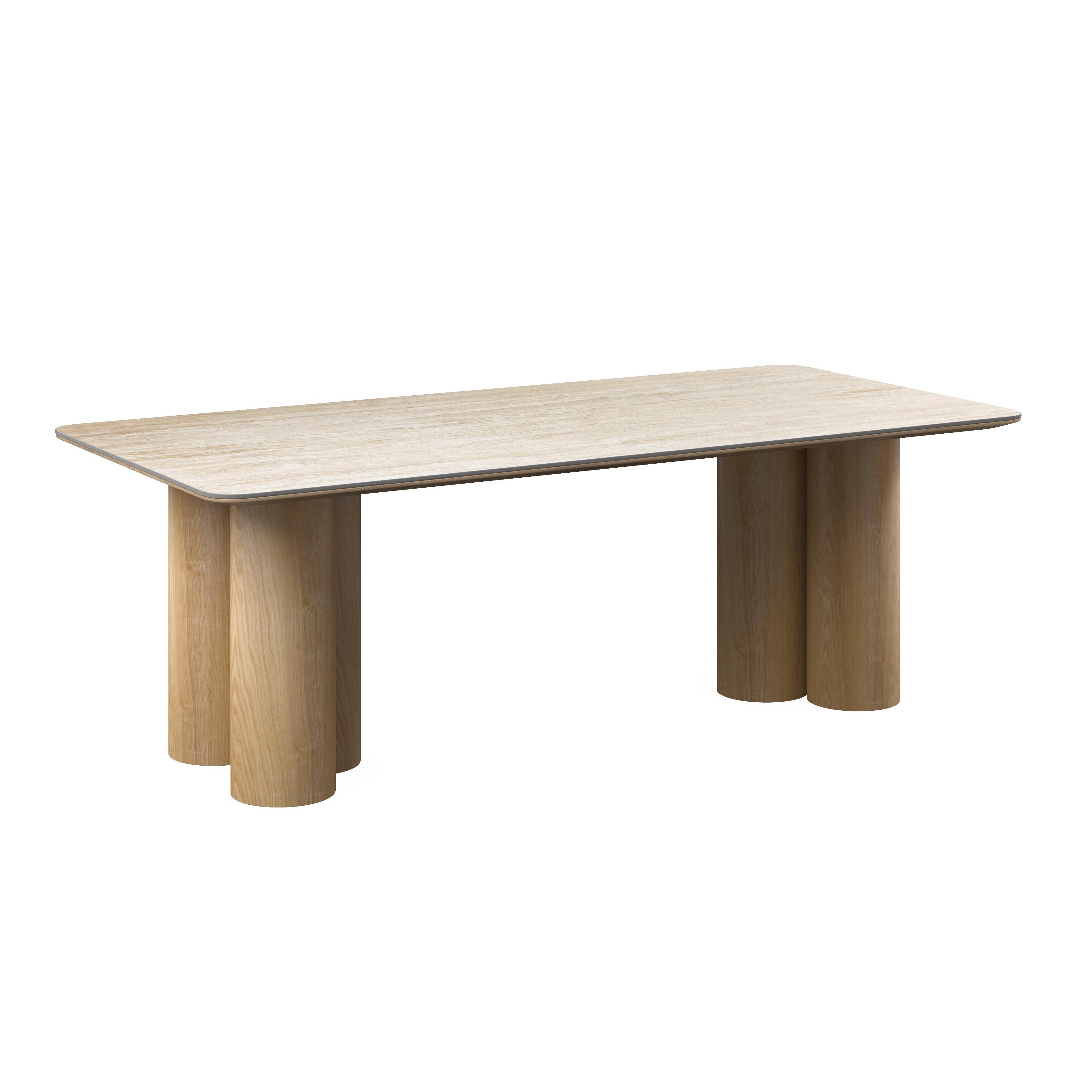 Esstisch Kiano Holz/Keramik Creme ca. 220x105 cm - Creme/Naturfarben, MODERN, Holz/Keramik (220/76/105cm) - Bessagi Home