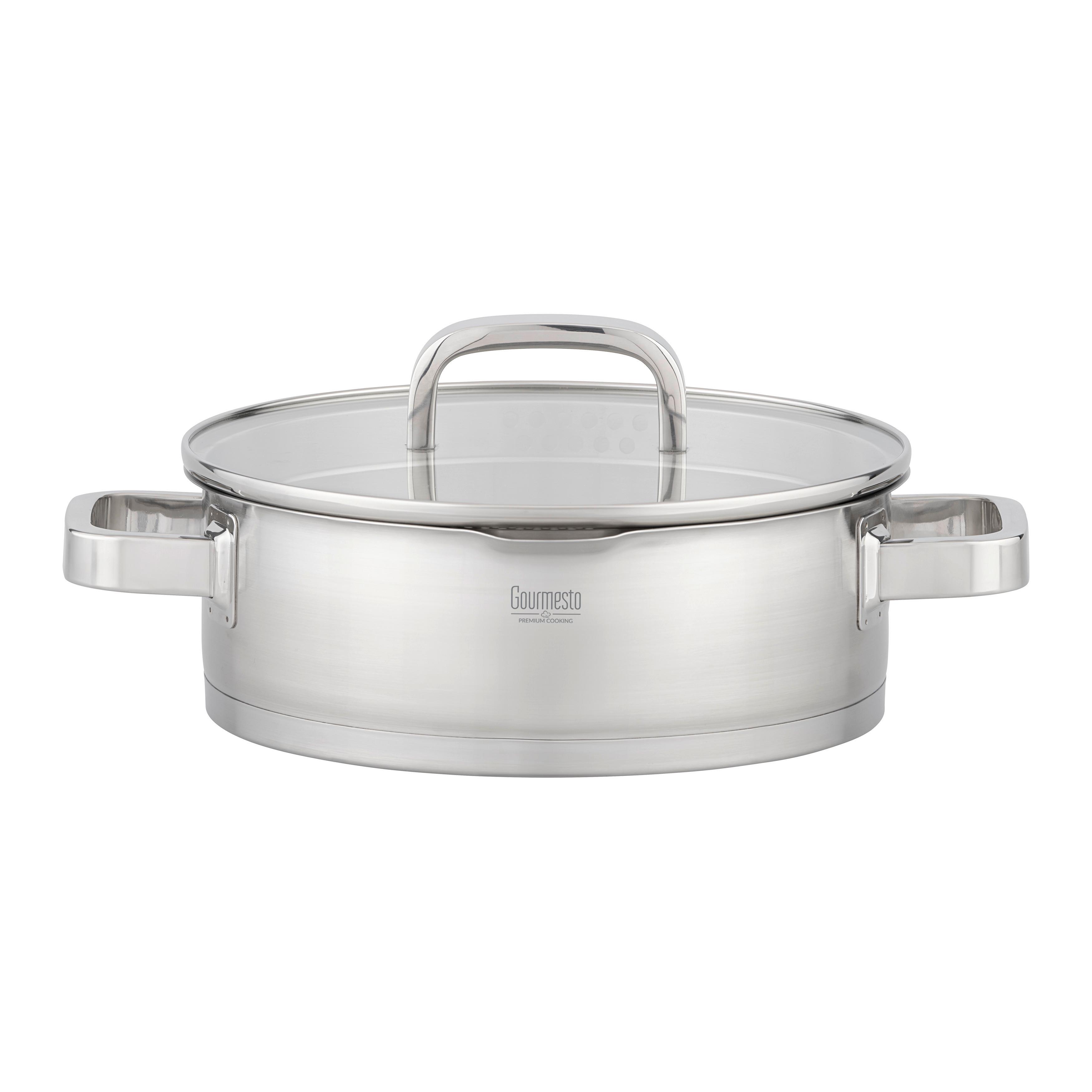 SERVERINGSPANNA SILVER LINE - klar/stålfärgad, Klassisk, metall/glas (24/8cm) - Gourmesto