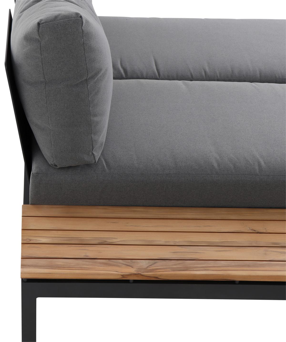 Modul-Loungegarnitur 2-tlg. Grau Teakholz - Anthrazit/Grau, KONVENTIONELL, Holz/Textil - Siena Garden