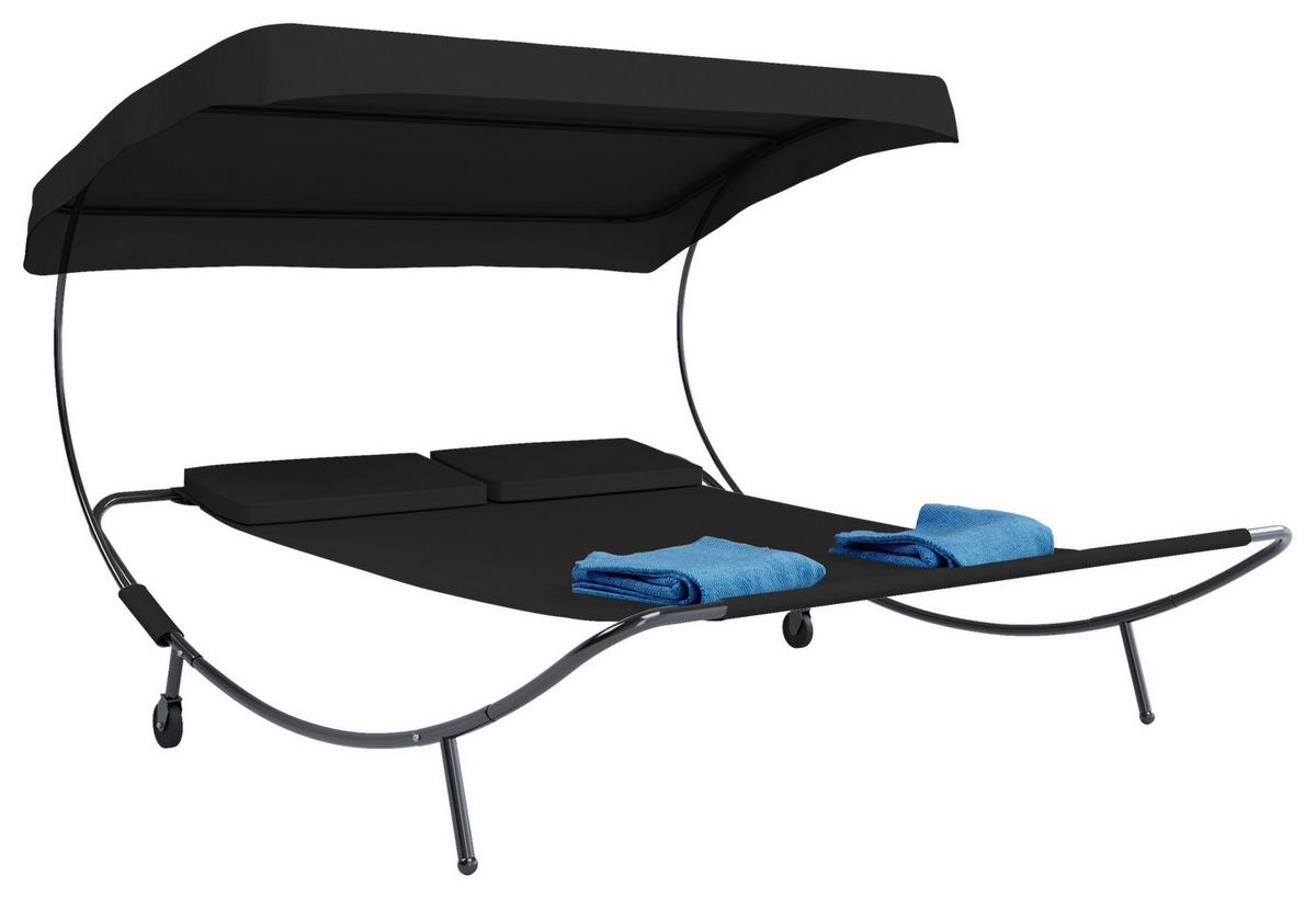Dvojni Vrtni Ležalnik Bindox, Črna - črna, Basics, kovina/tekstil (130/137/200cm) - Gardenson