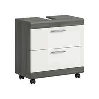 Waschbeckenunterschrank Scout Grau/Weiß Hochglanz - Weiß Hochglanz/Silberfarben, Trend, Holzwerkstoff/Kunststoff (60/60/34cm) - MID.YOU