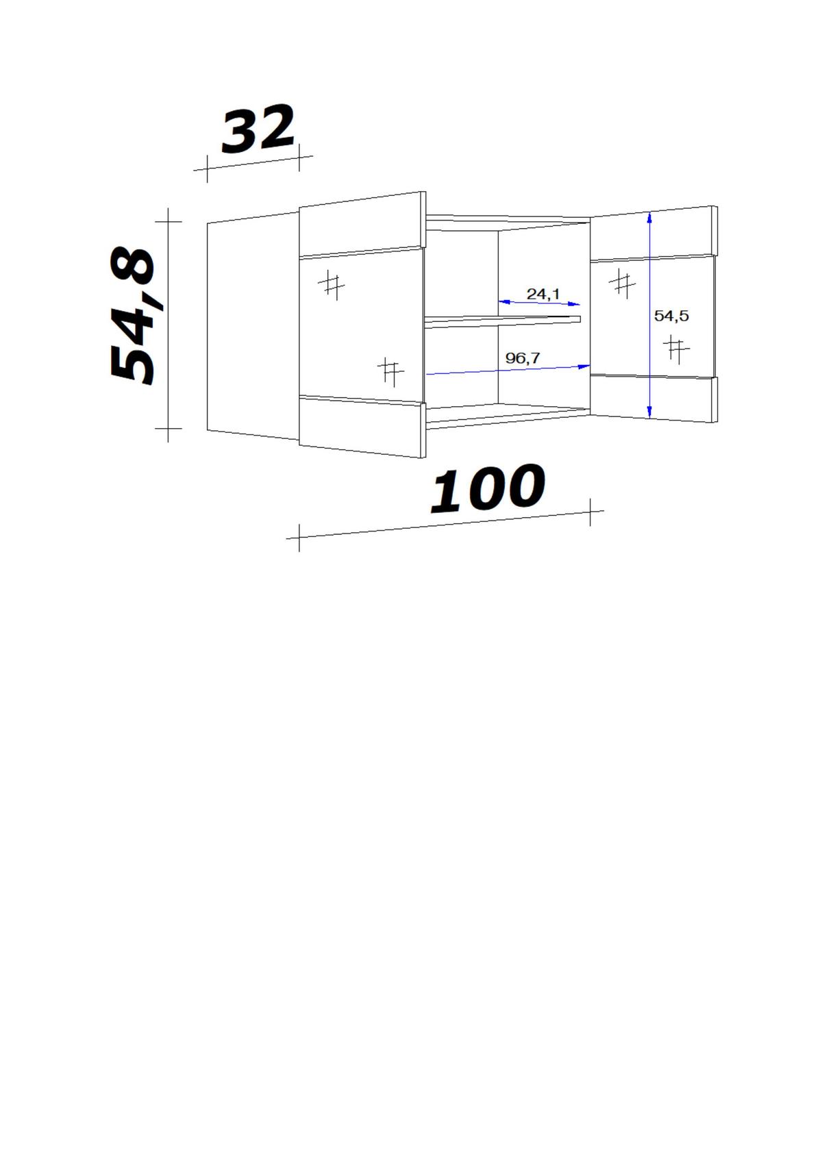 Küchenoberschrank Anthrazit/Eiche - Edelstahlfarben/Eichefarben, MODERN, Holzwerkstoff/Metall (100/54/32cm) - FlexWell