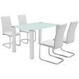 Étkezőgarnitúra Bregenz - Króm/Fehér, modern, Műanyag/Üveg (120/75/80cm) Étkezőgarnitúra Bregenz - Króm/Fehér, modern, Műanyag/Üveg (120/75/80cm)