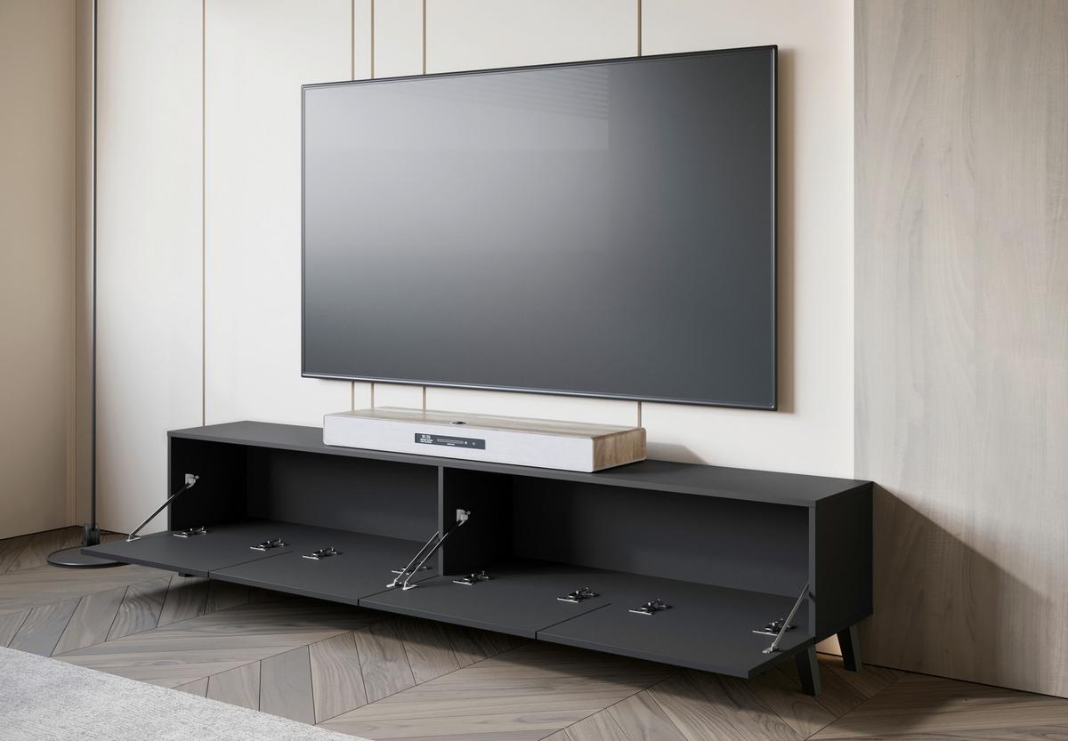 Nizka Omarica Phuket, Črna Mat - črna, Design, umetna masa/leseni material (190/40/32cm) - Livetastic